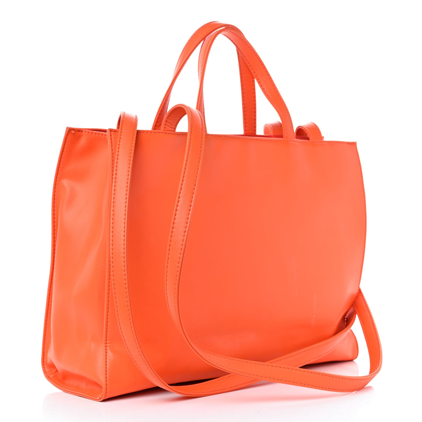 Vegan Leather Medium Shopping Bag Orange