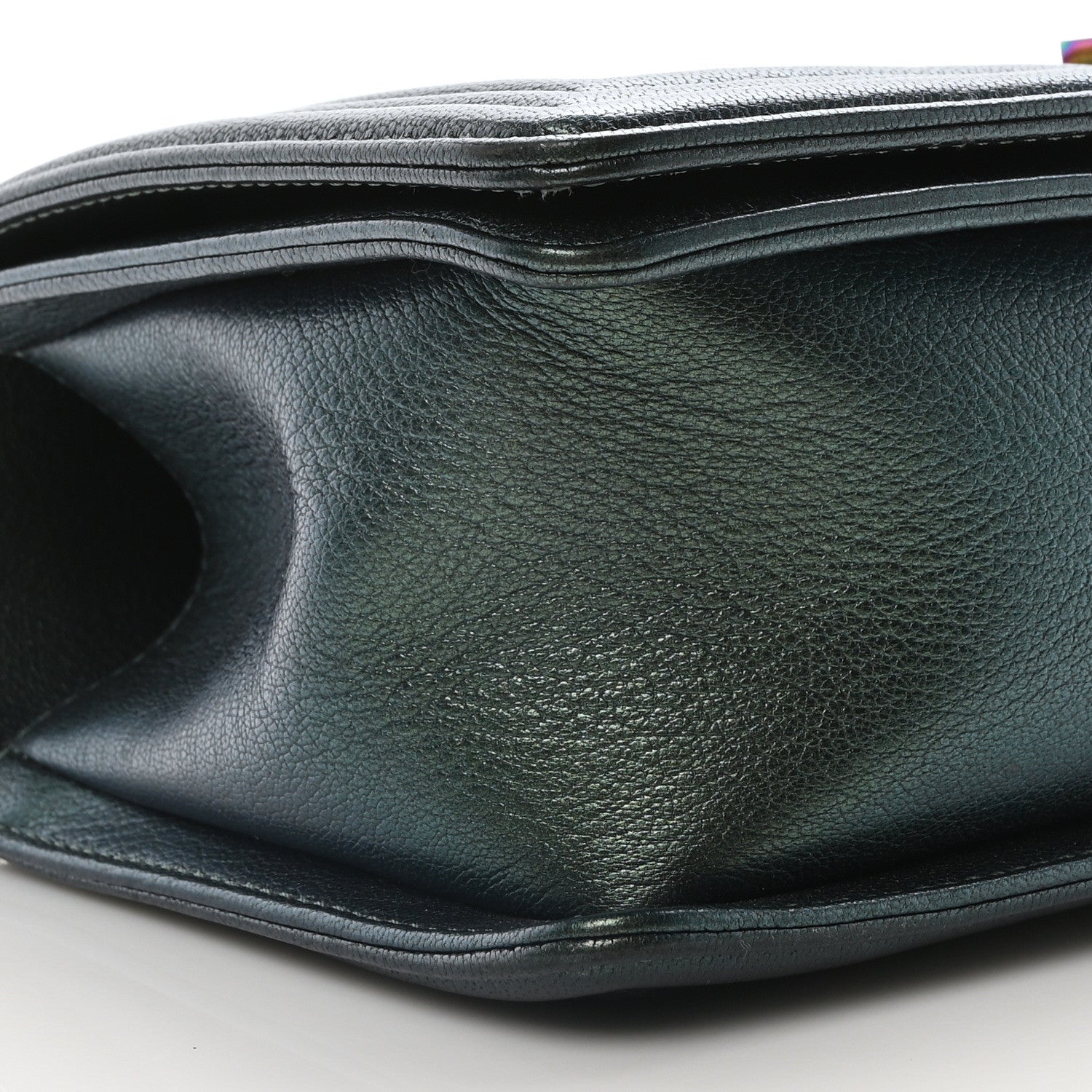 Chanel Iridescent Goatskin Quilted Medium Boy Flap Green 9 of 10