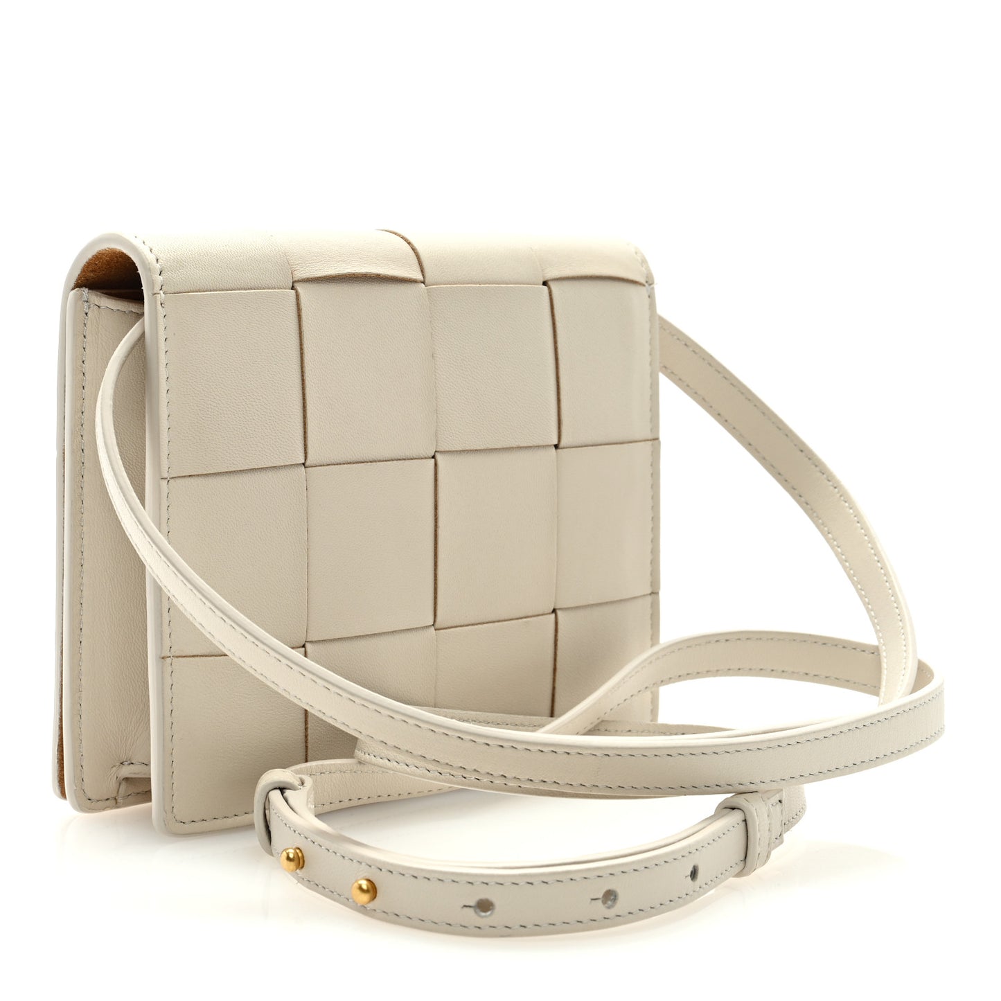 Lambskin Maxi Intrecciato Mini Cassette Crossbody Bag White