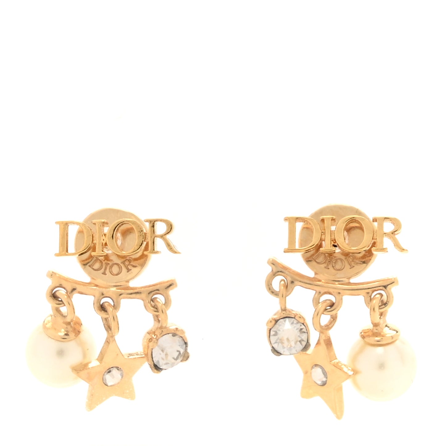 Pearl Crystal Dio(r)evolution Star Earrings Gold