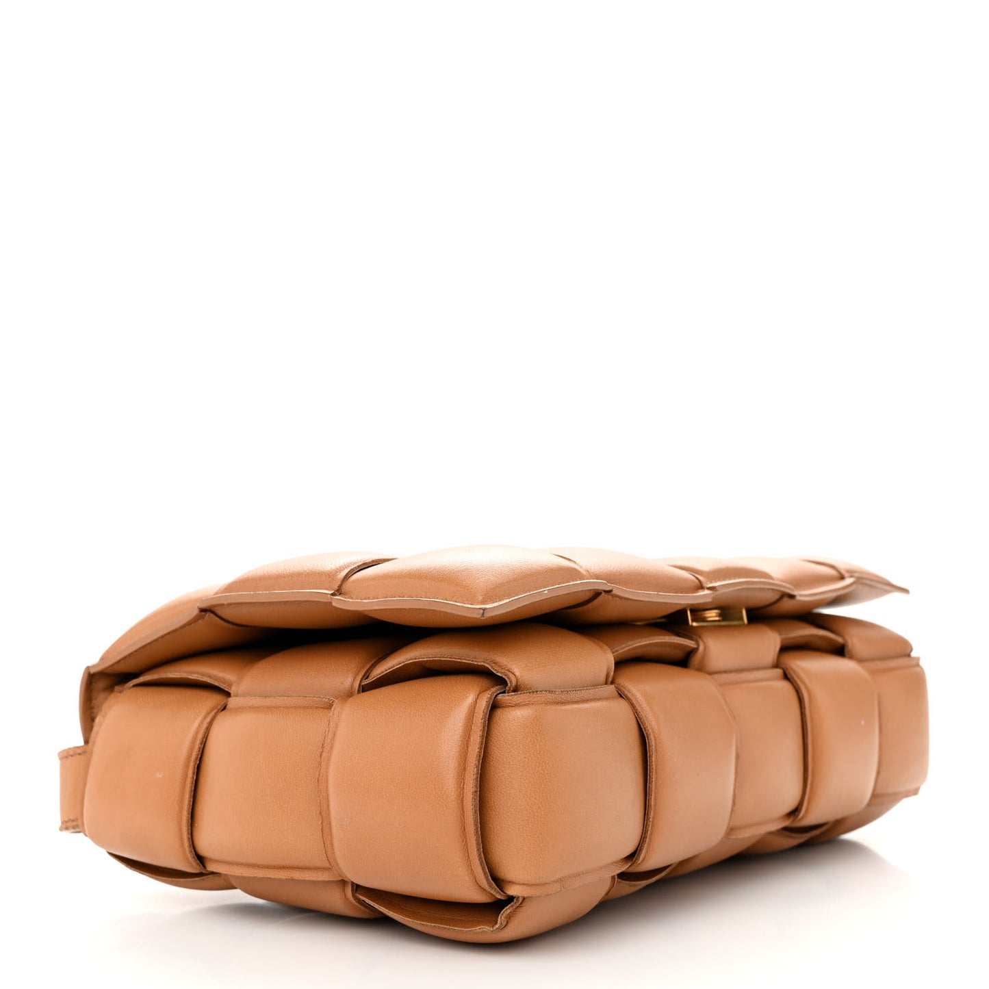 Nappa Maxi Intreccio Padded Cassette Crossbody Bag Caramel
