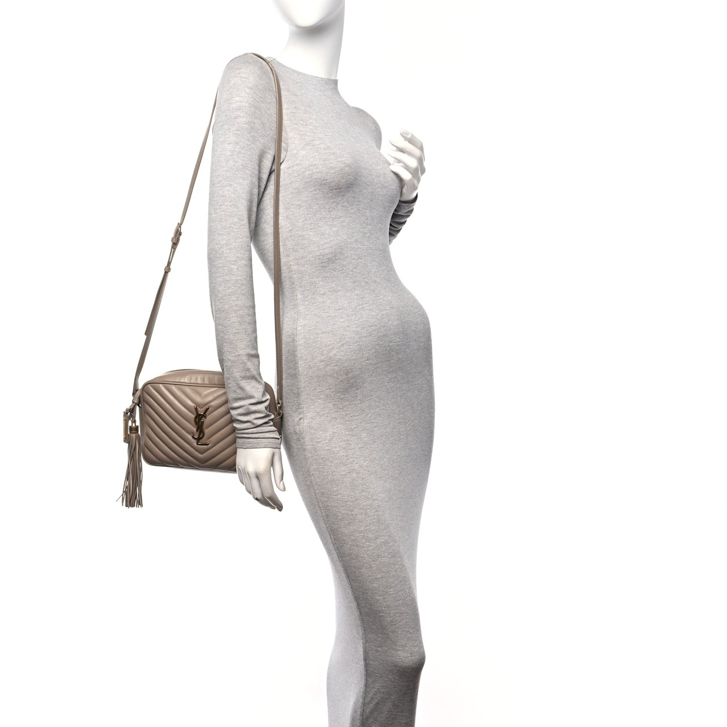 Calfskin Matelasse Monogram Lou Camera Bag Dark Beige