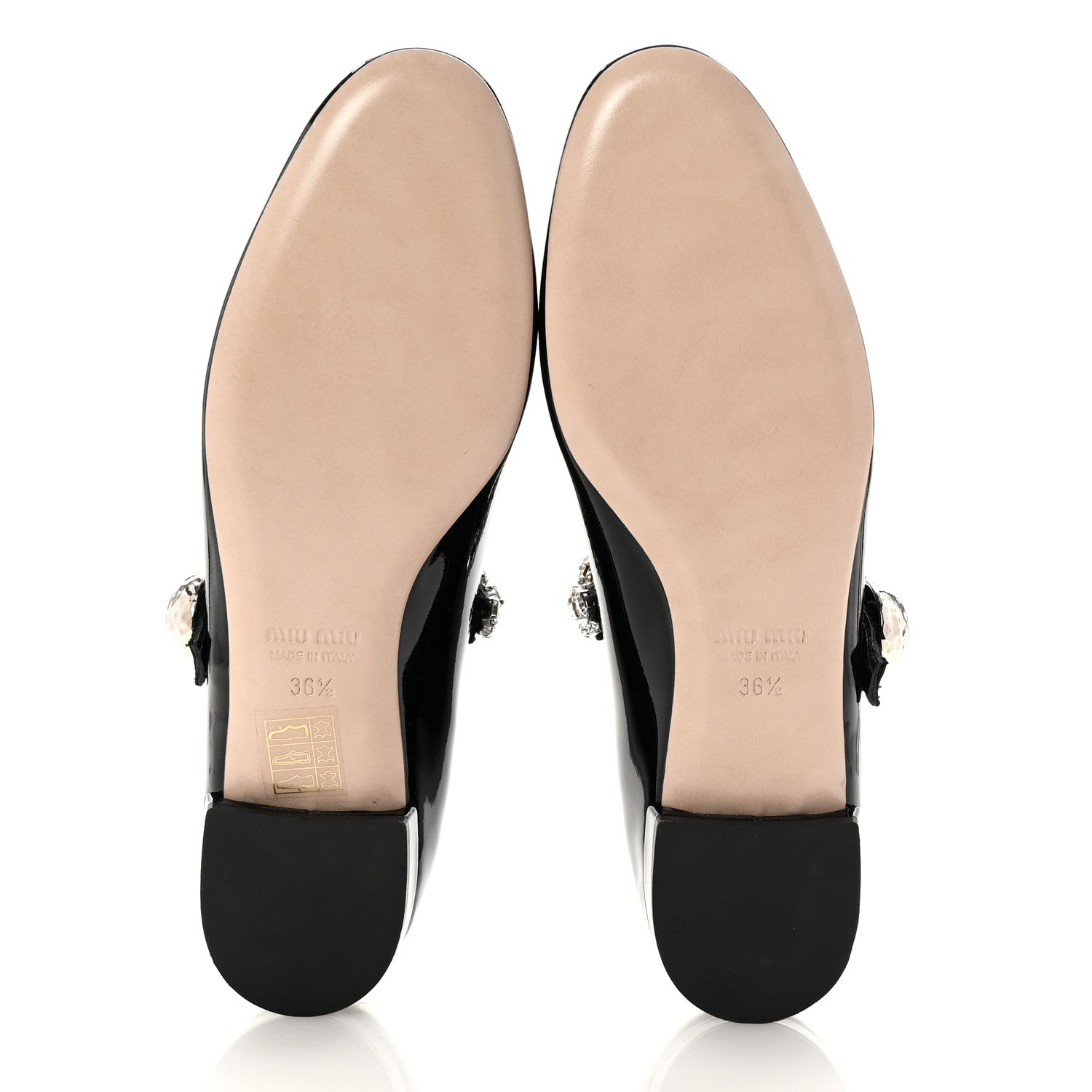 Miu Miu Patent Crystal Mary Jane Flats 36.5 Black 6 of 9