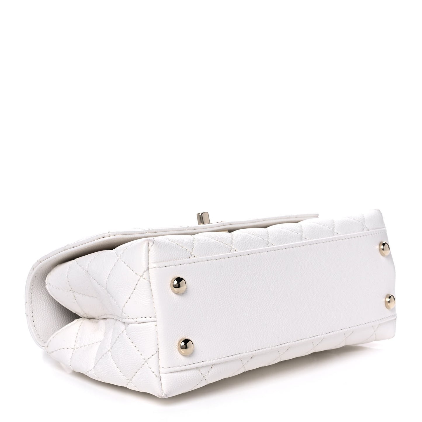 Caviar Quilted Mini Coco Handle Flap White