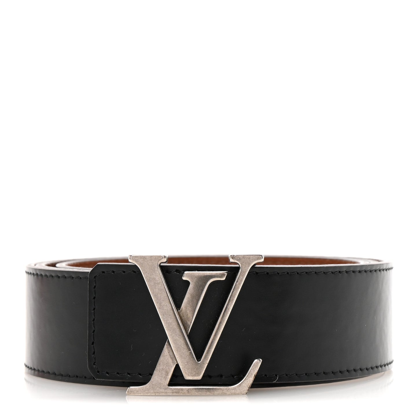 Calfskin 30mm LV Initiales Reversible Belt 95 38 Black Brown