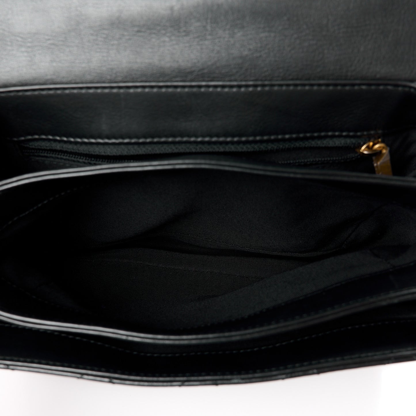 Calfskin Quilted Metal Top Handle Envelope Flap Black