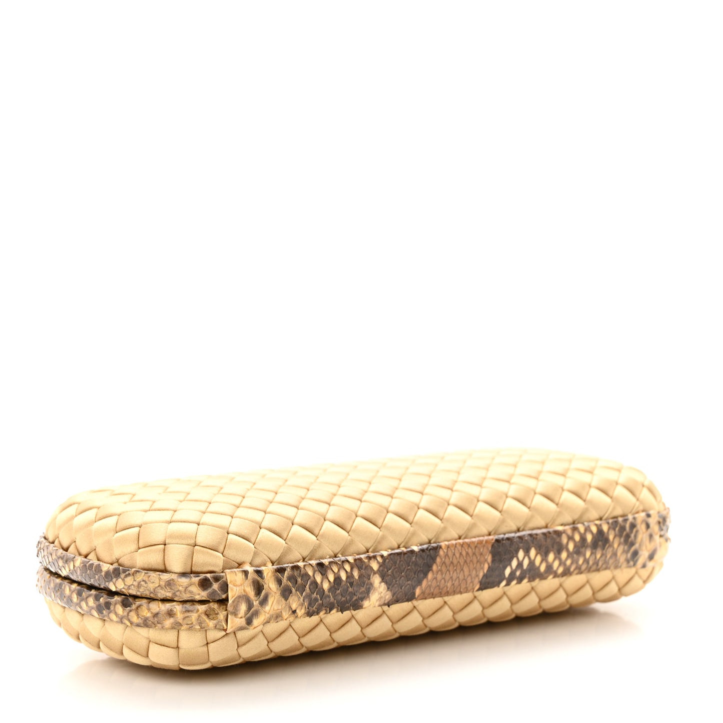 Satin Intreccio Impero Ayers Stretch Knot Clutch Camel