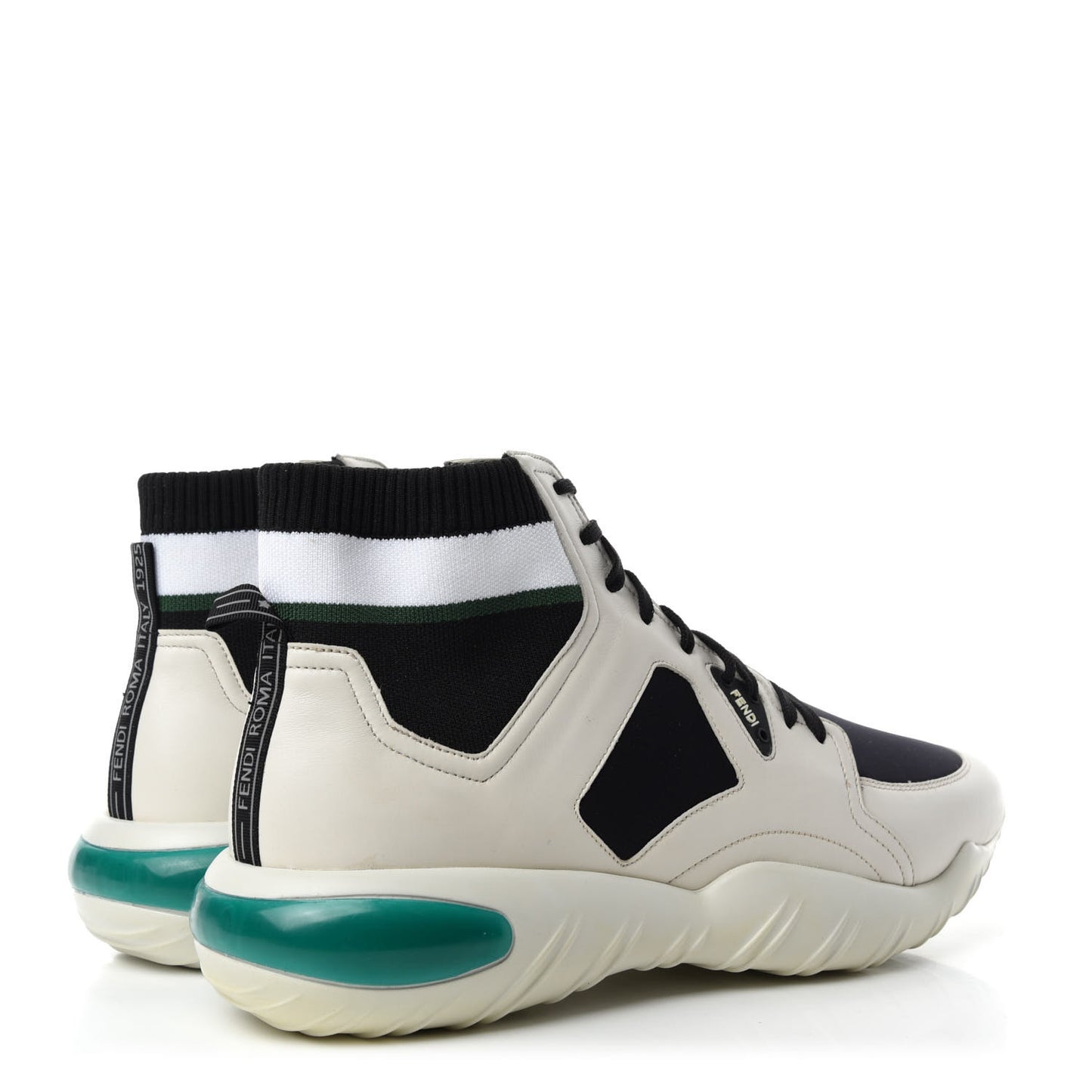 Calfskin Stretch Mens Lace Up High Top Sneakers 10 White Black