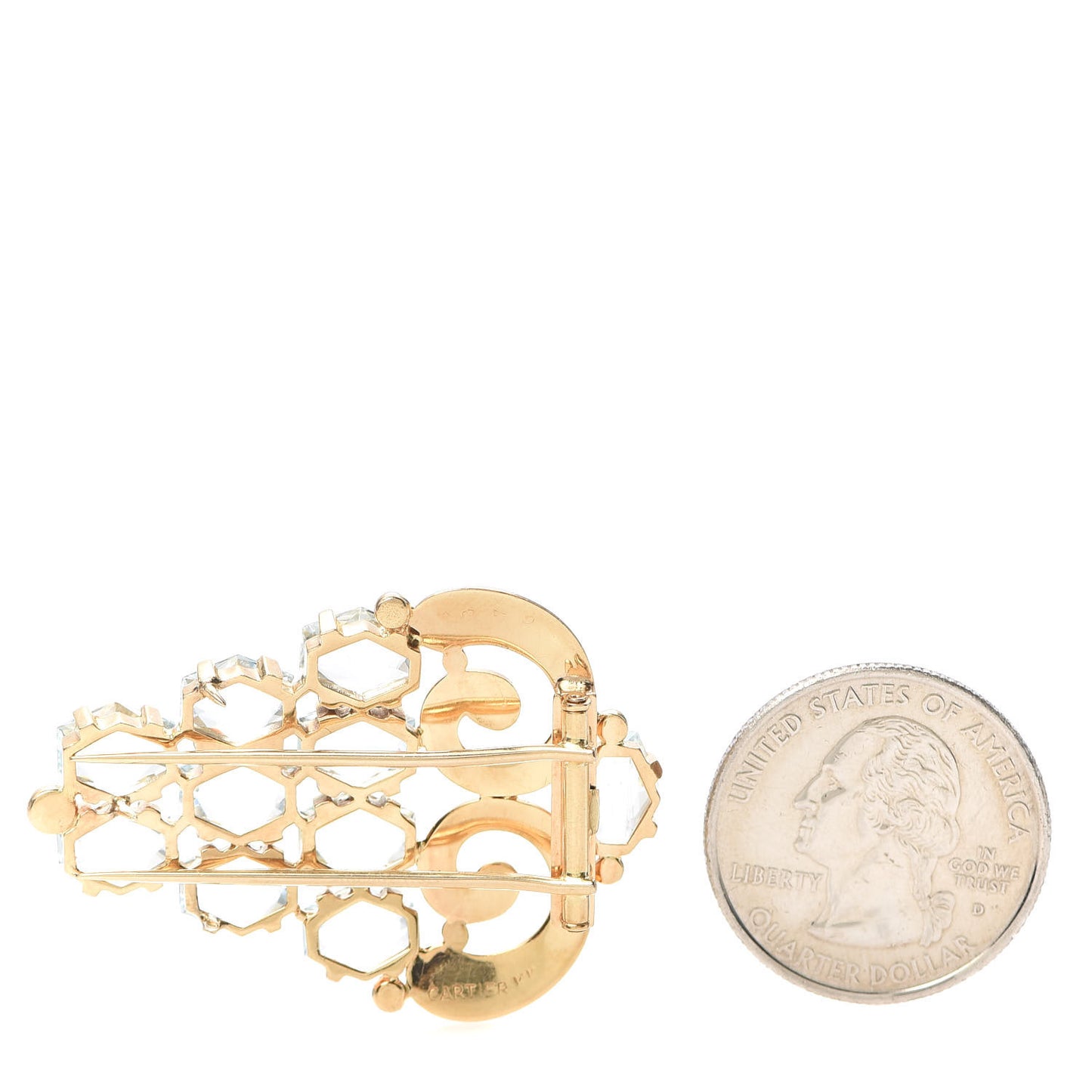 14K Yellow Gold Aquamarine Retro Brooch Clip