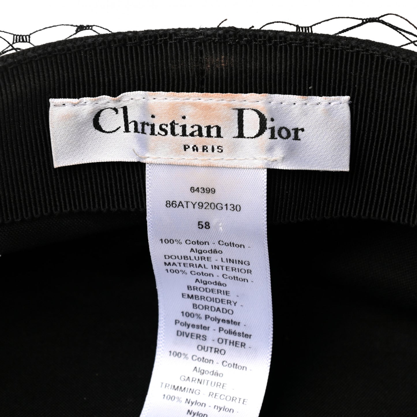 Cotton Canvas Arty Cap with Veil 58 Black