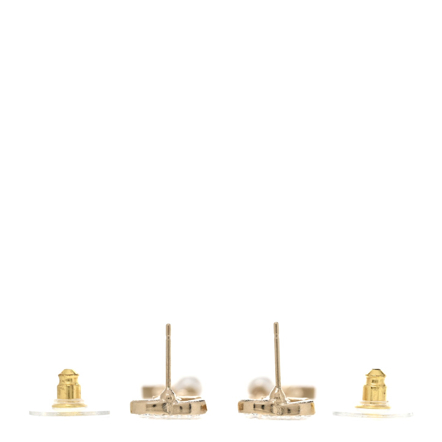 Crystal Pearl CC Star Earrings Gold