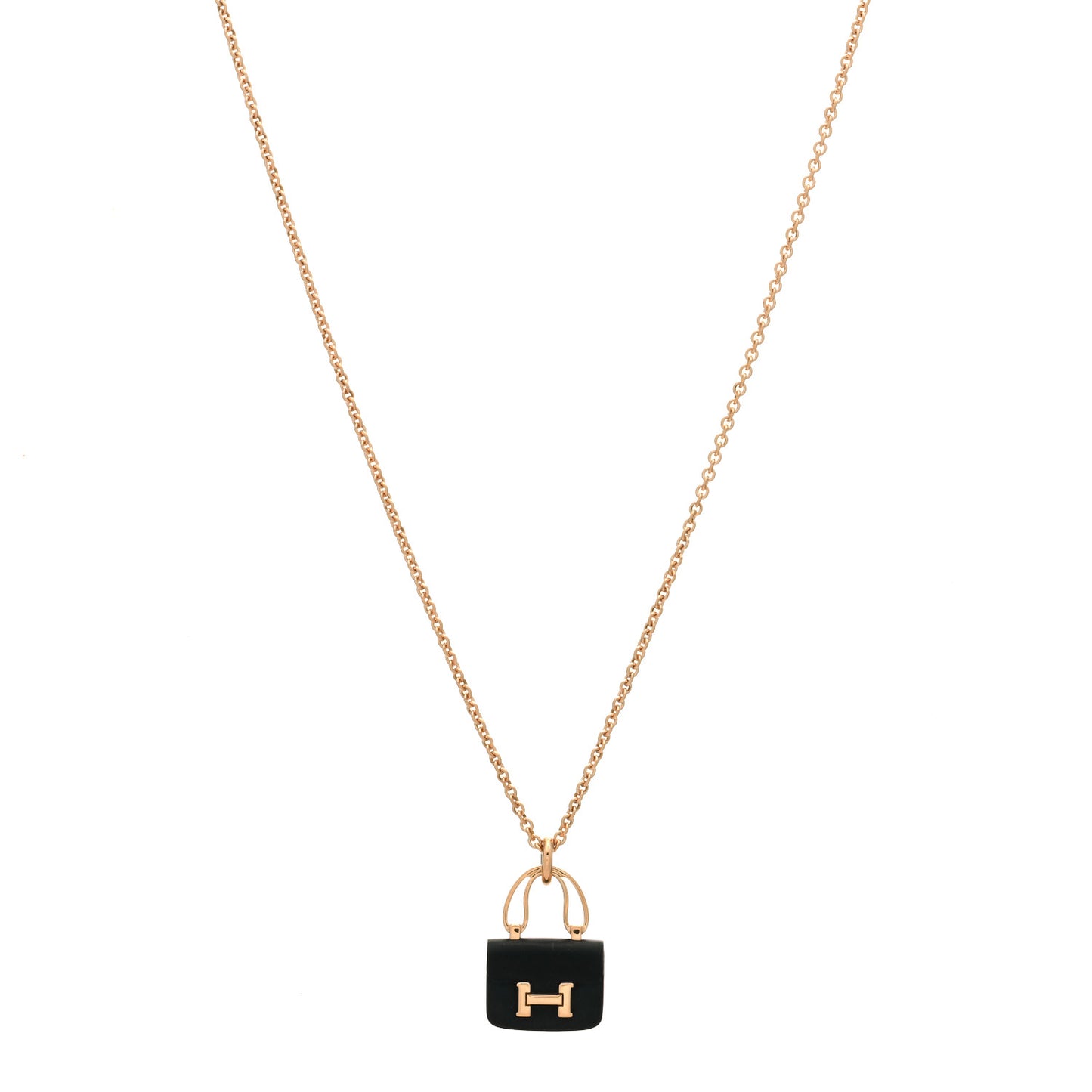 18K Rose Gold Black Jade Constance Amulettes Pendant Necklace