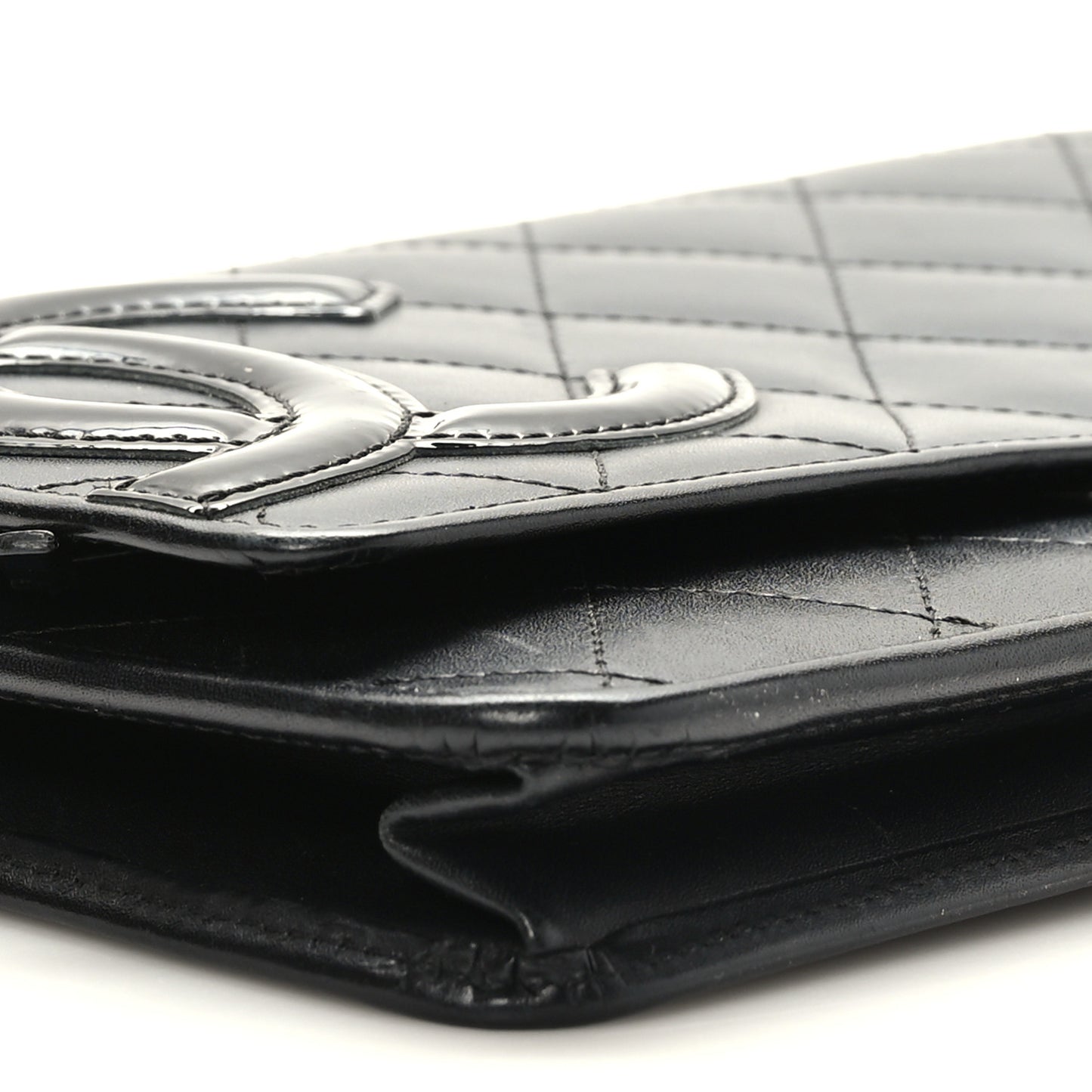 Calfskin Quilted Cambon Wallet on Chain WOC Black