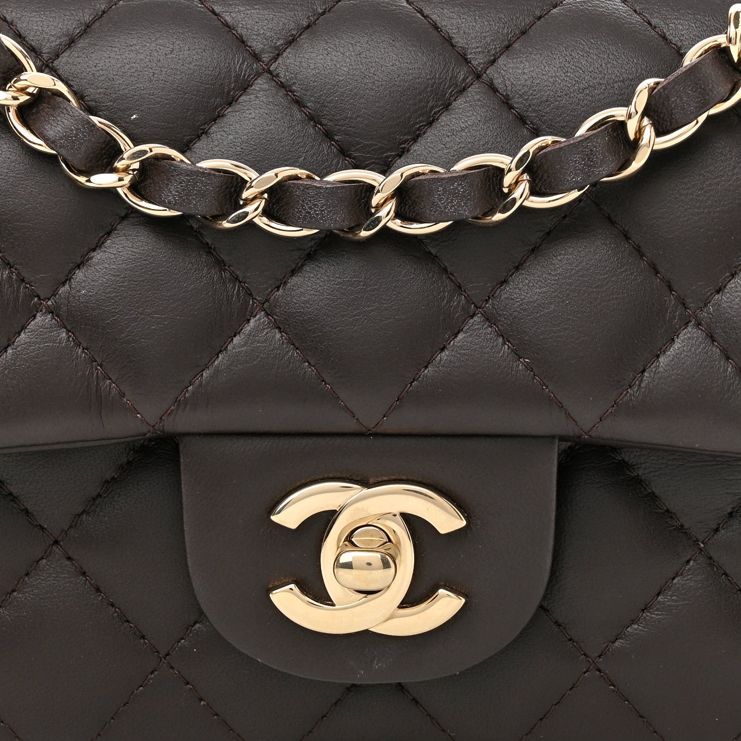 Chanel Lambskin Quilted Mini Rectangular Flap Dark Brown 8 of 11