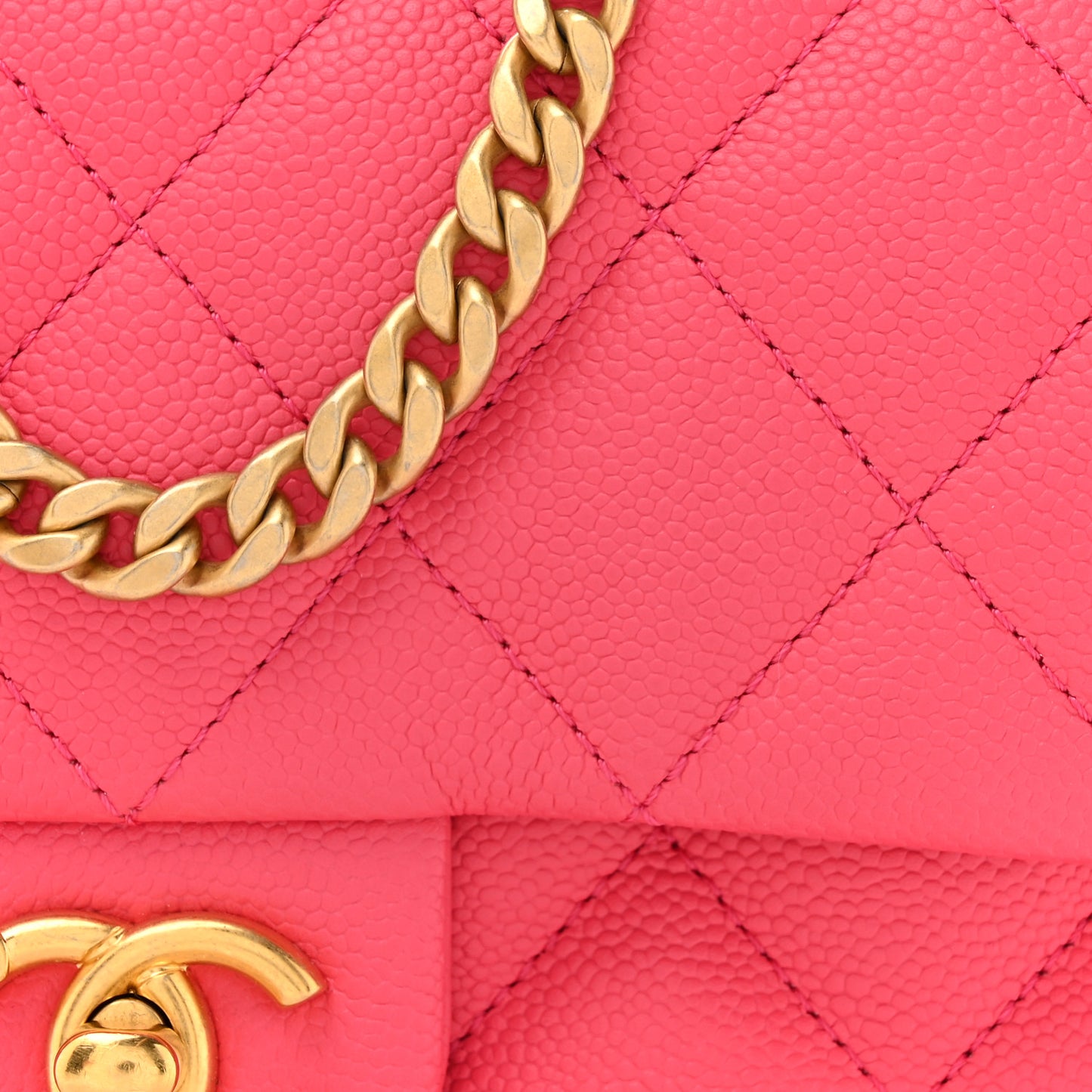 Caviar Quilted Sweetheart Mini Rectangular Flap Dark Pink