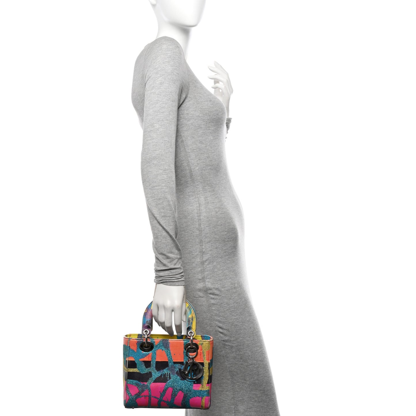 X CHRIS MARTIN Printed Medium Lady Dior Art Multicolor