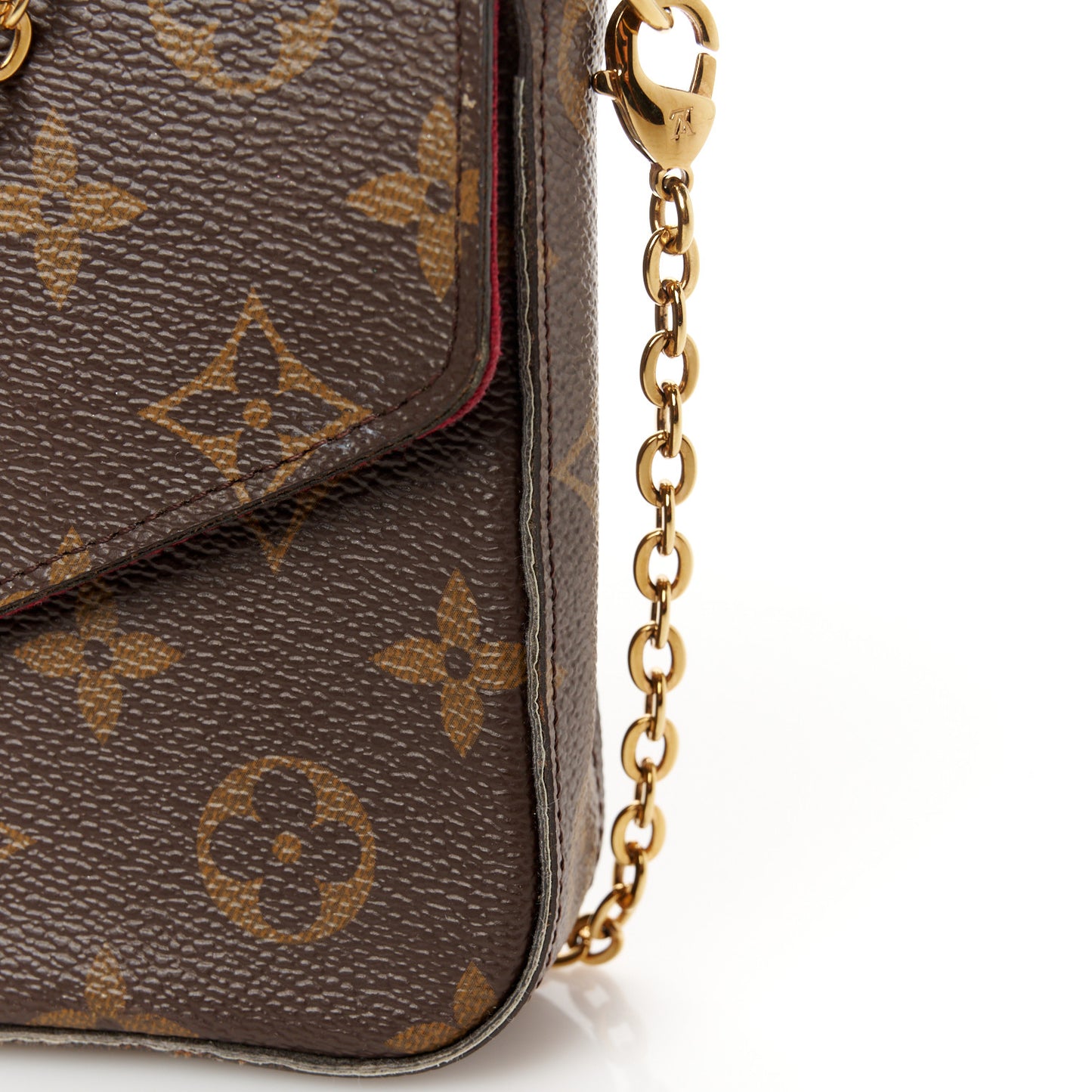 Monogram Pochette Felicie Chain Wallet Fuchsia