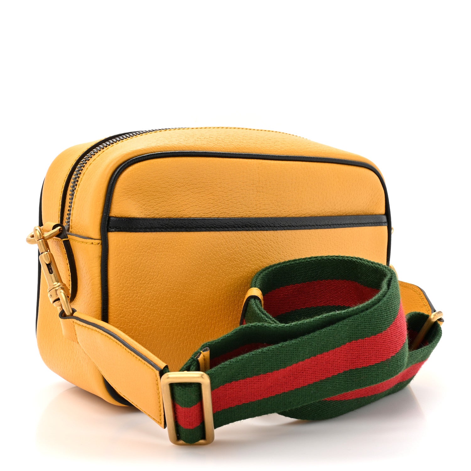 Gucci X ADIDAS Textured Dollar Calfskin Web Trefoil Logo Small Messenger Bag Crop Black 3 of 12