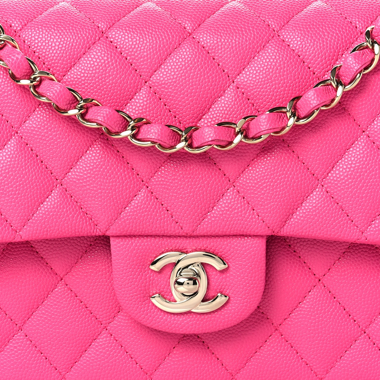 Caviar Quilted Medium Double Flap Pink