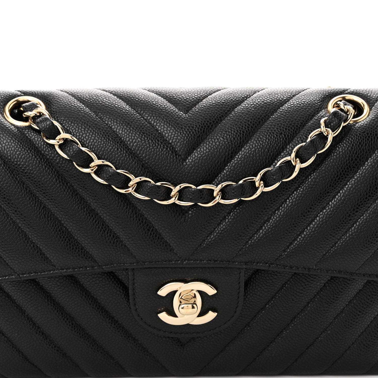 Chanel Caviar Chevron Quilted Small Double Flap Black 8 of 11
