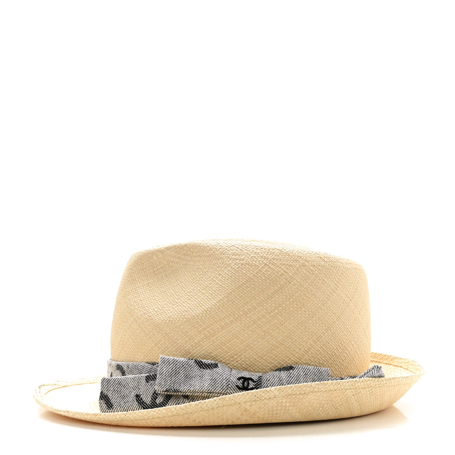 Straw CC Fedora Hat M Beige