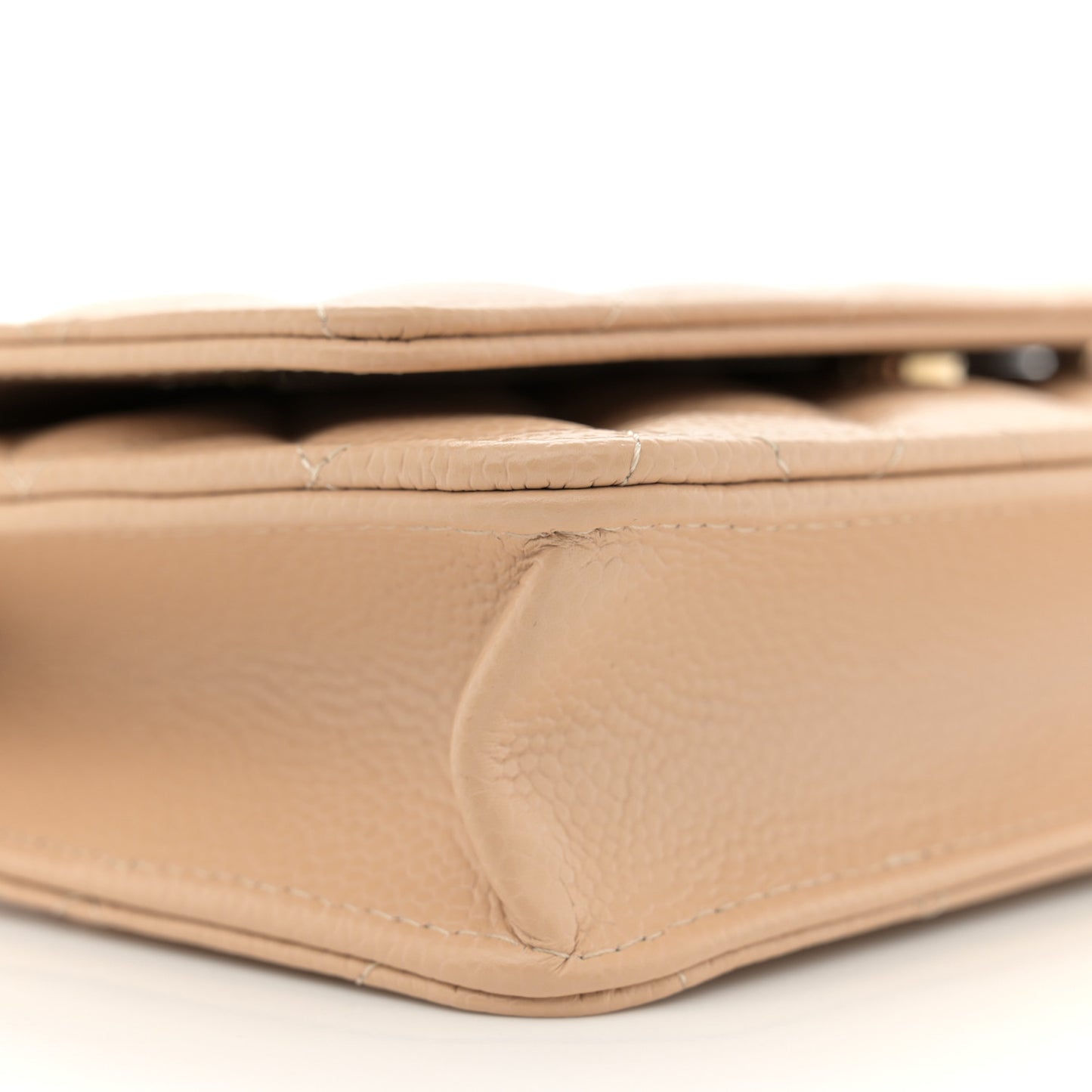 Caviar Quilted Wallet on Chain WOC Beige