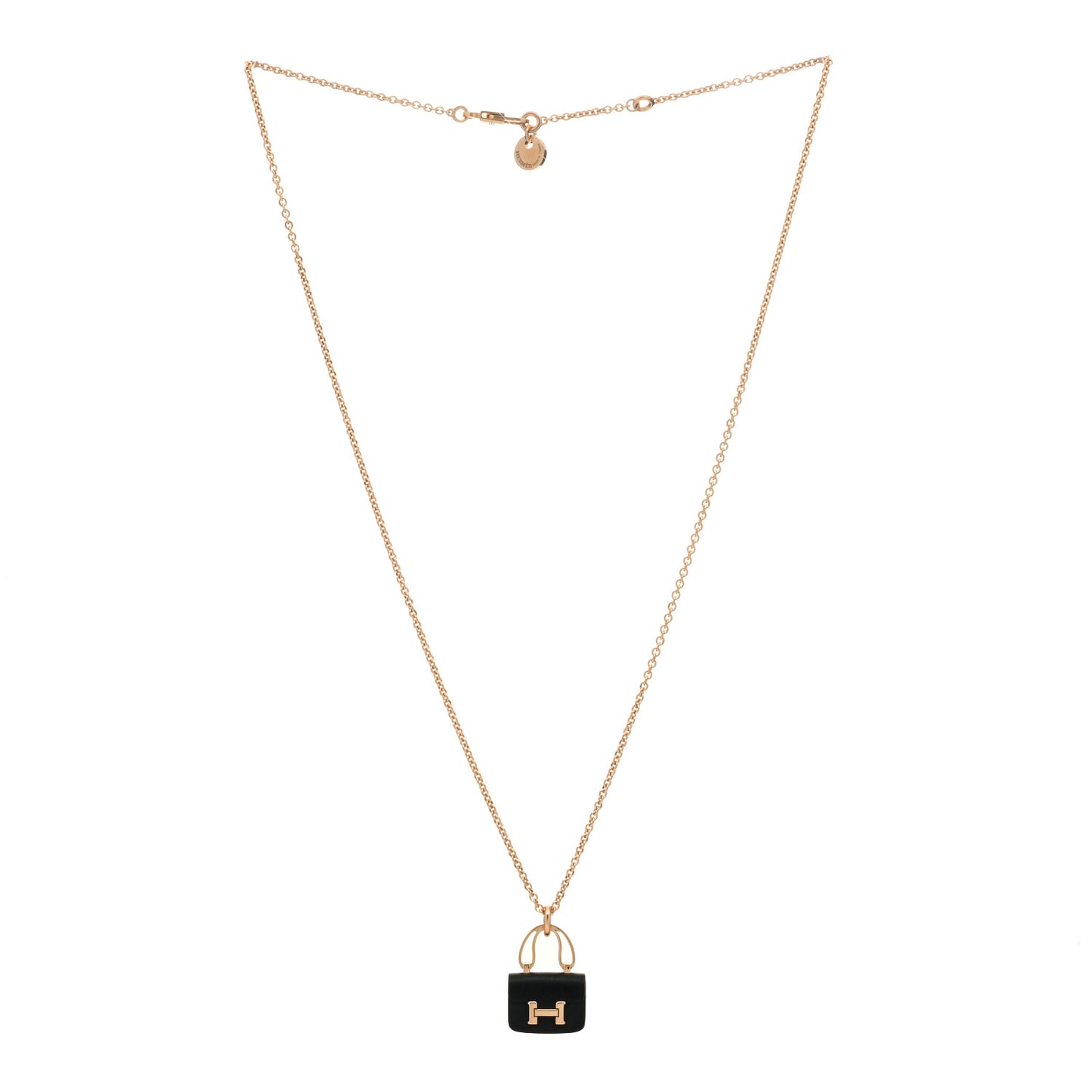18K Rose Gold Black Jade Constance Amulettes Pendant Necklace