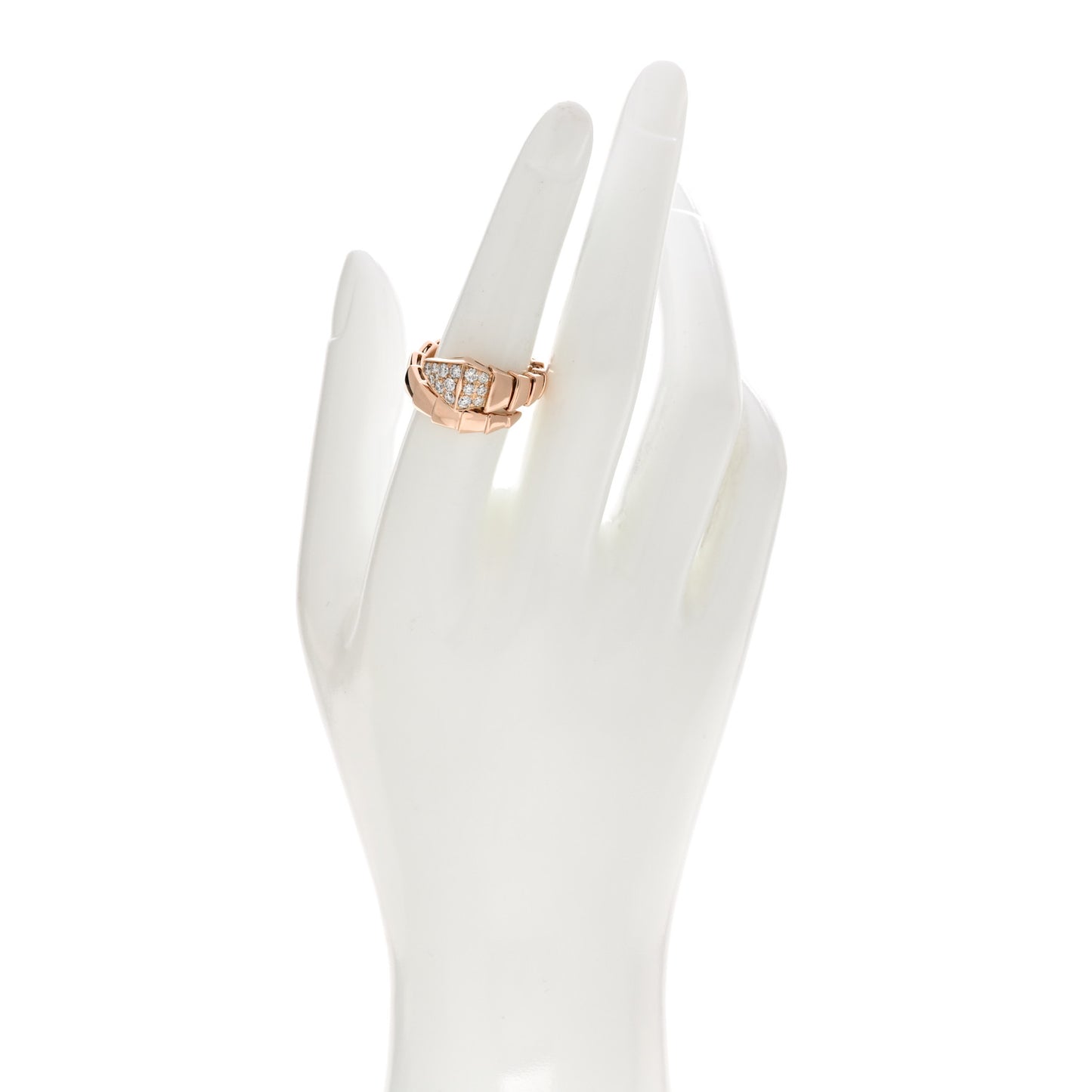 18K Rose Gold Diamond Serpenti Viper Ring M