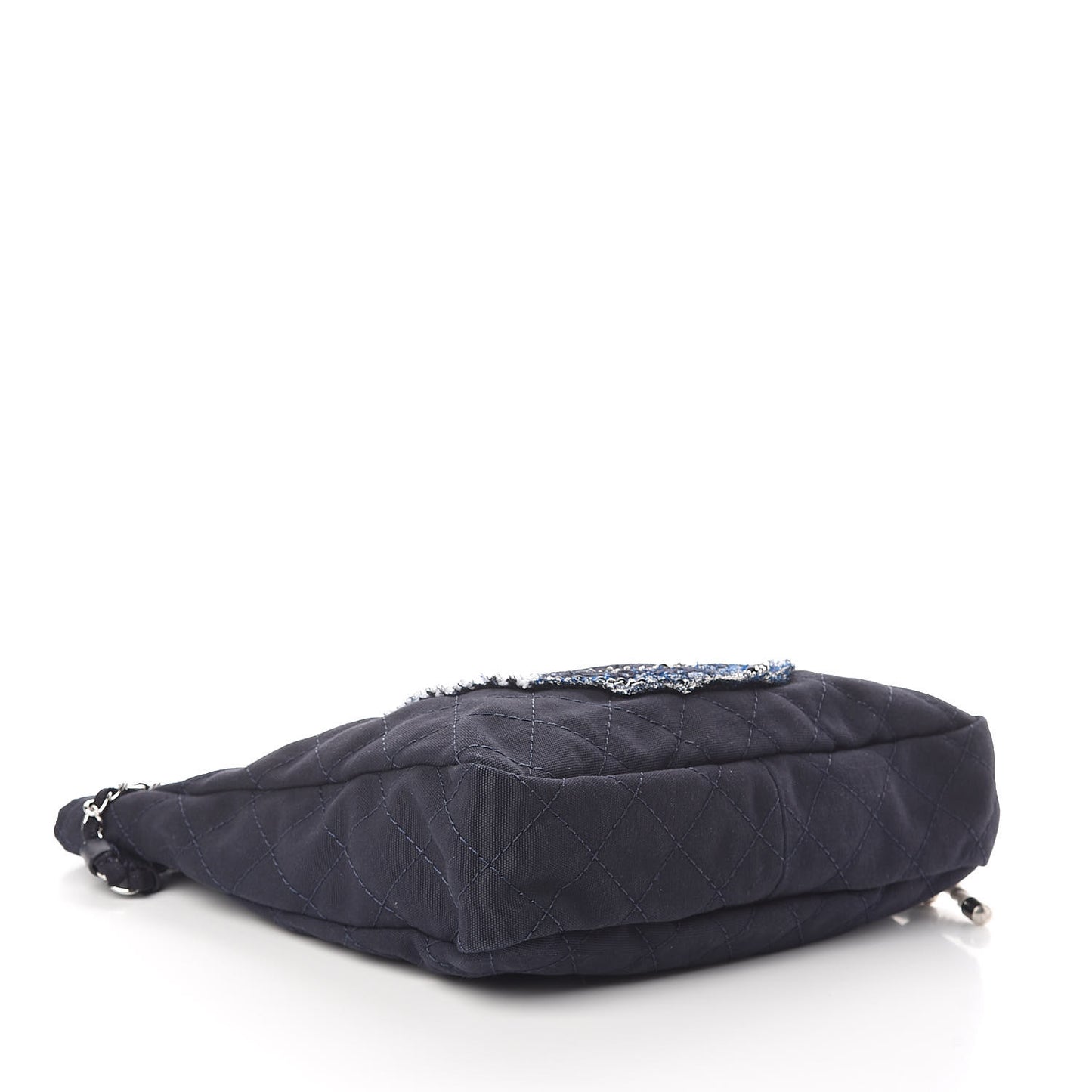 Canvas Quilted La Pausa Large Shopping Tote Navy