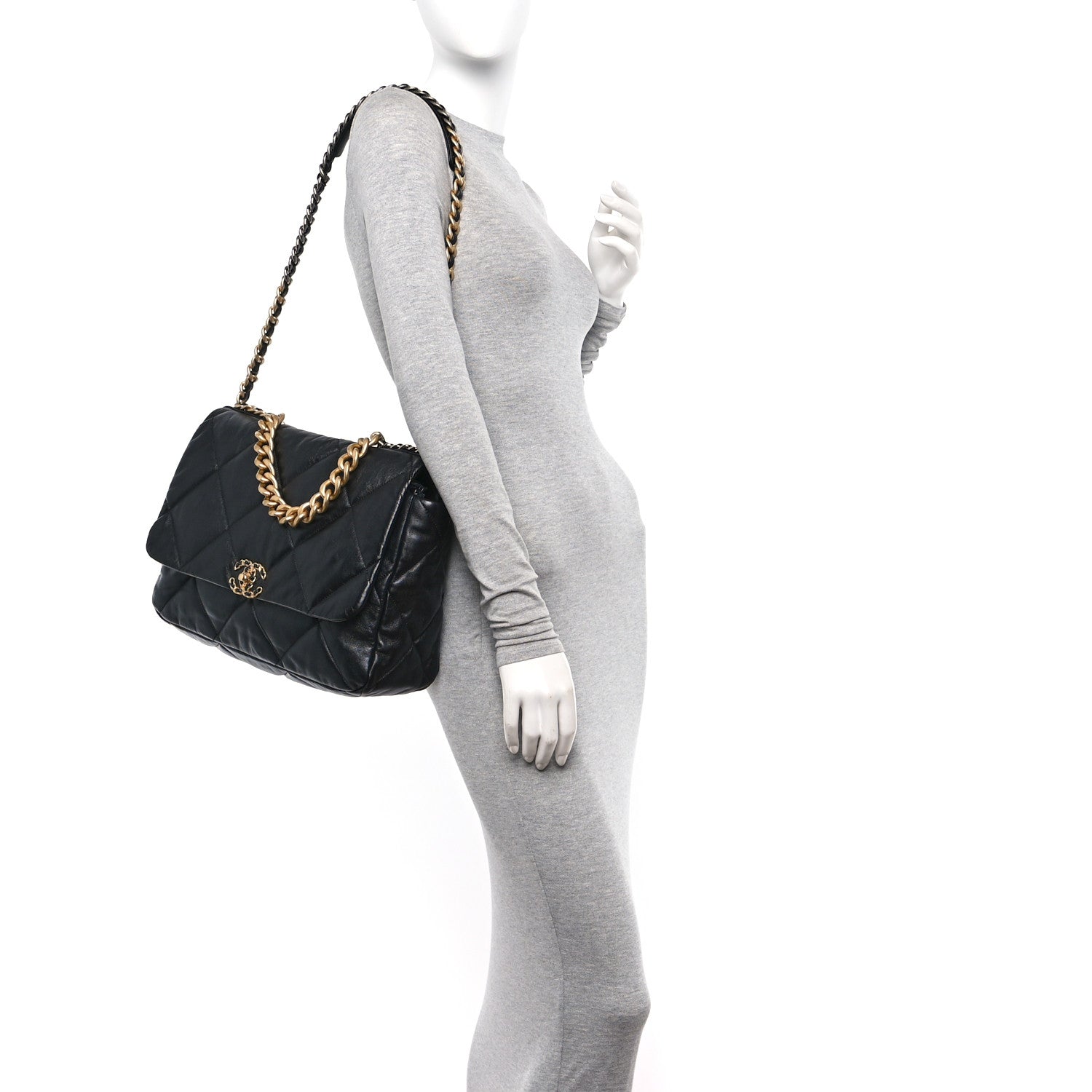 Chanel Lambskin Quilted Maxi Chanel 19 Flap Black 2 of 11