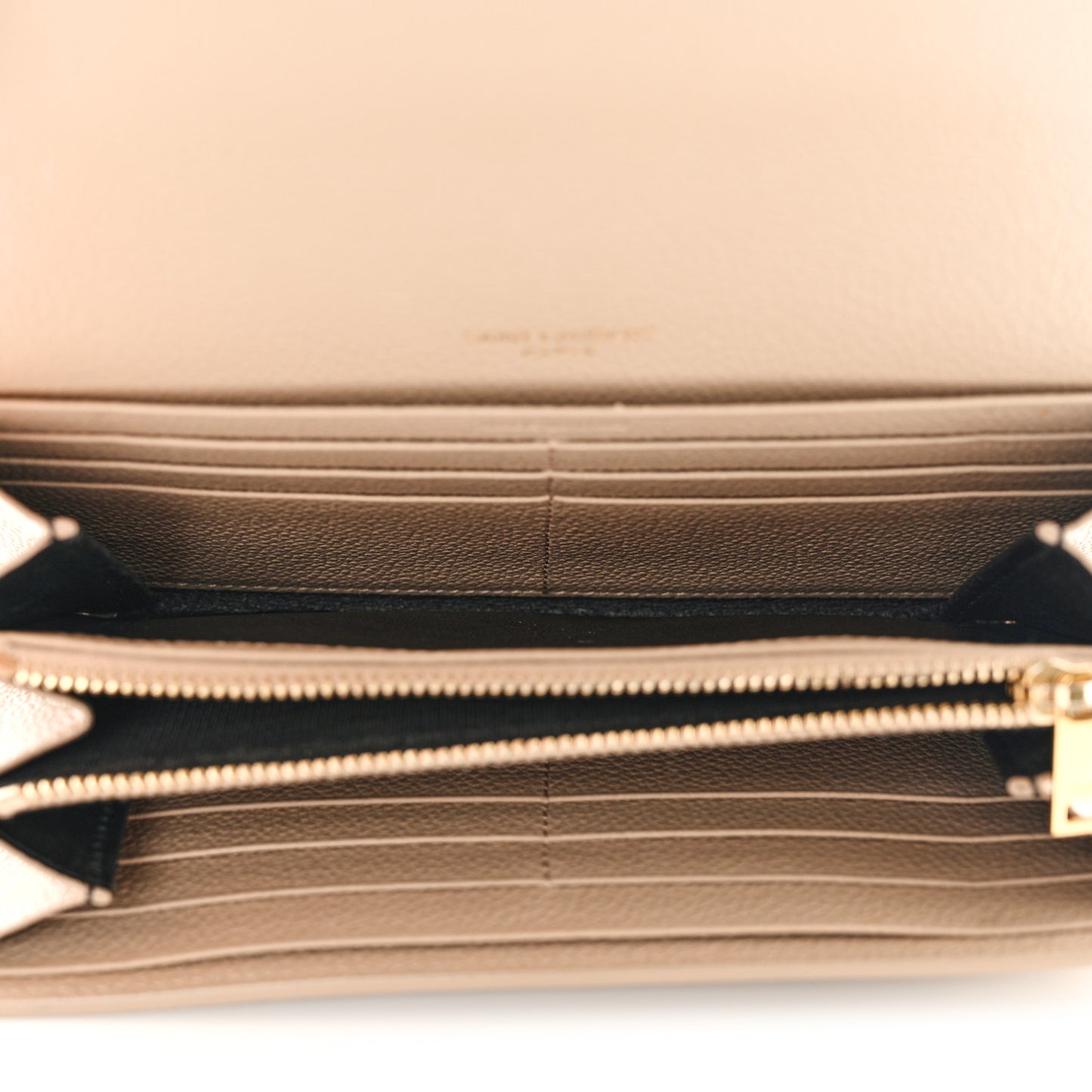Grained Calfskin Monogram Large Flap Wallet Beige
