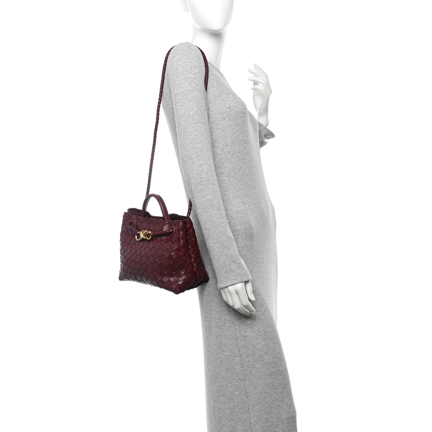 Nappa Intrecciato Small Andiamo Shoulder Bag Barolo