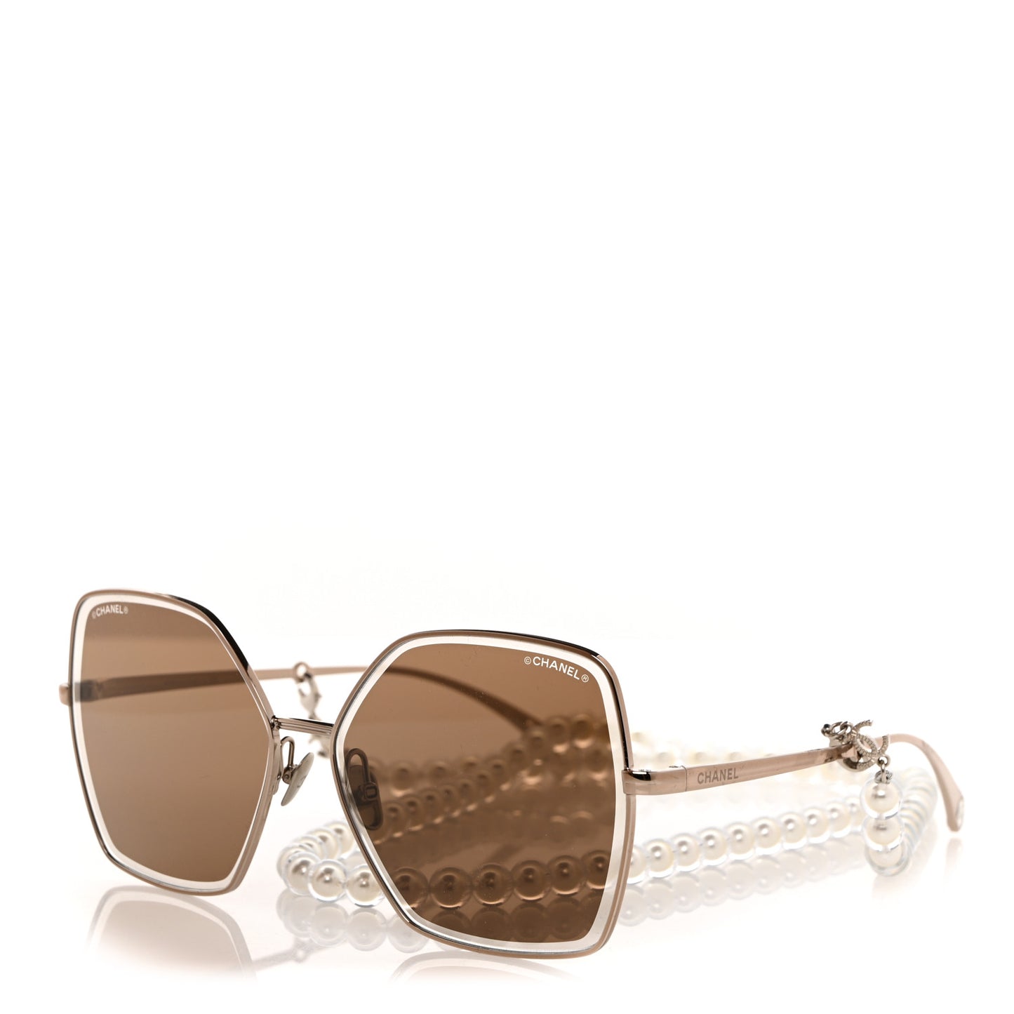 Butterfly Removable Pearl Chain Sunglasses 4262 Brown