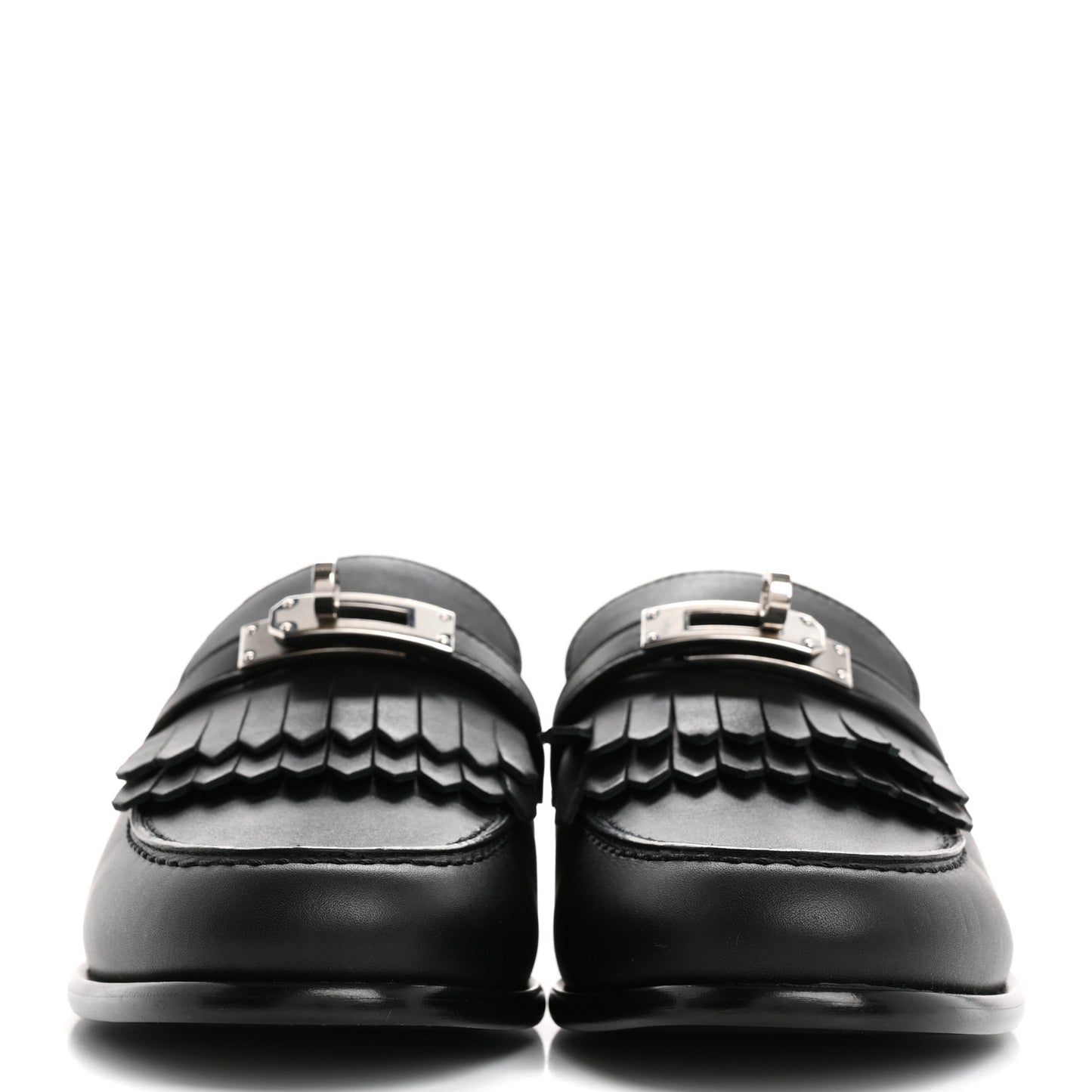 Fringed Calfskin Womens Destin Loafer 38 Black