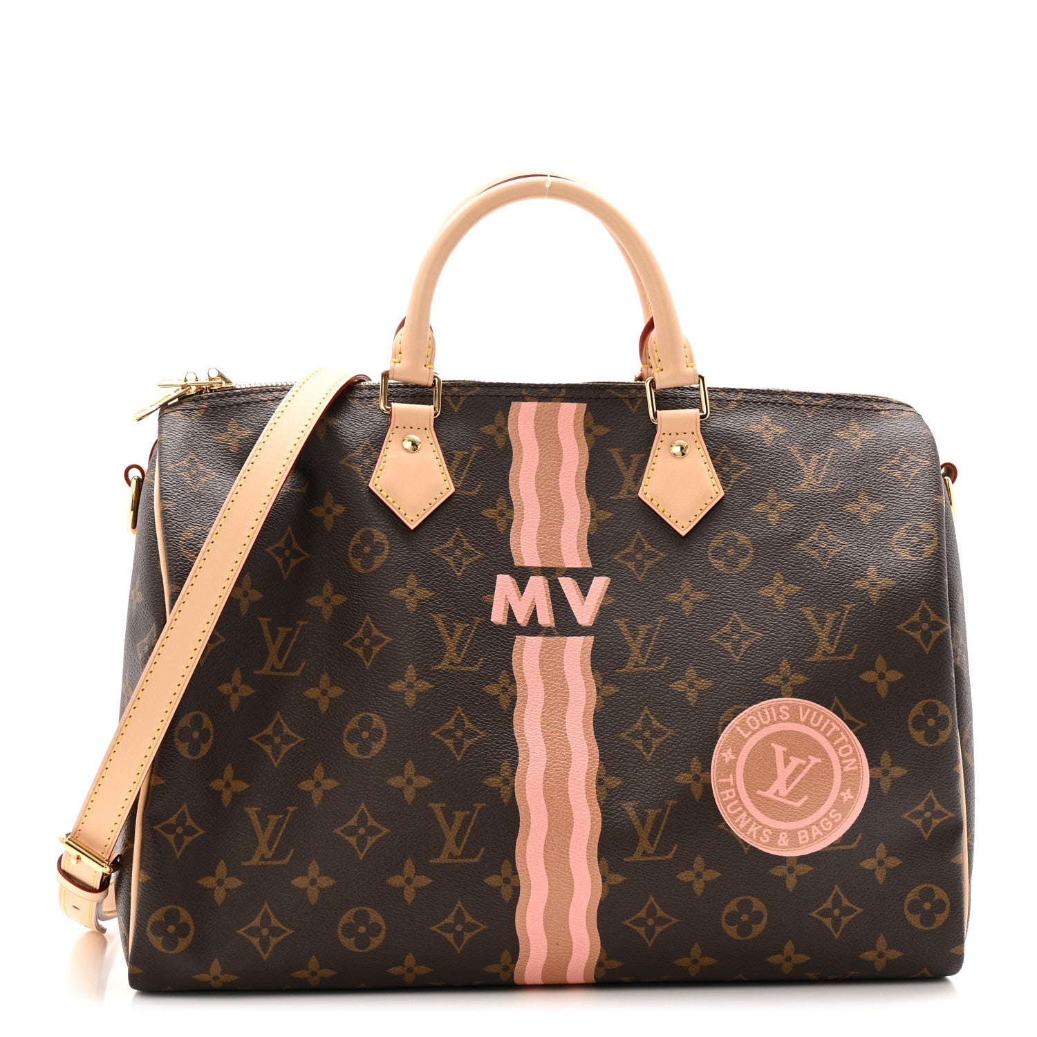 Louis Vuitton Mon Monogram Speedy Bandouliere 35 Light Pink Camel