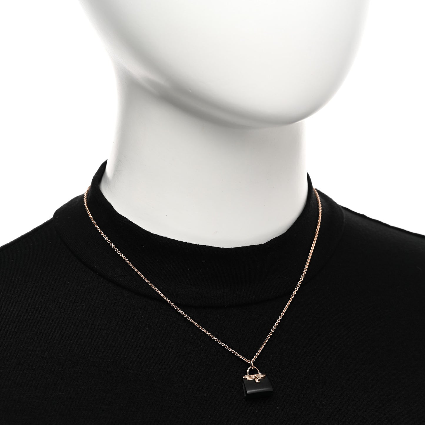 18K Rose Gold Black Jade Kelly Amulettes Pendant Necklace