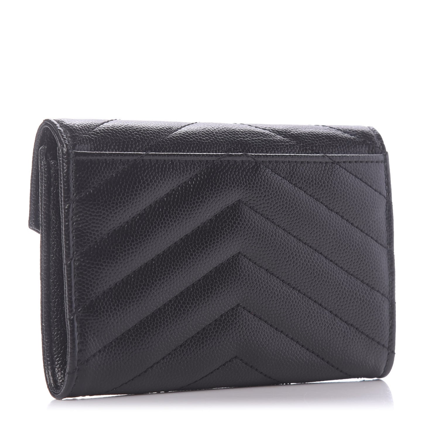 Grain De Poudre Matelasse Chevron Small Monogram Envelope Wallet Black