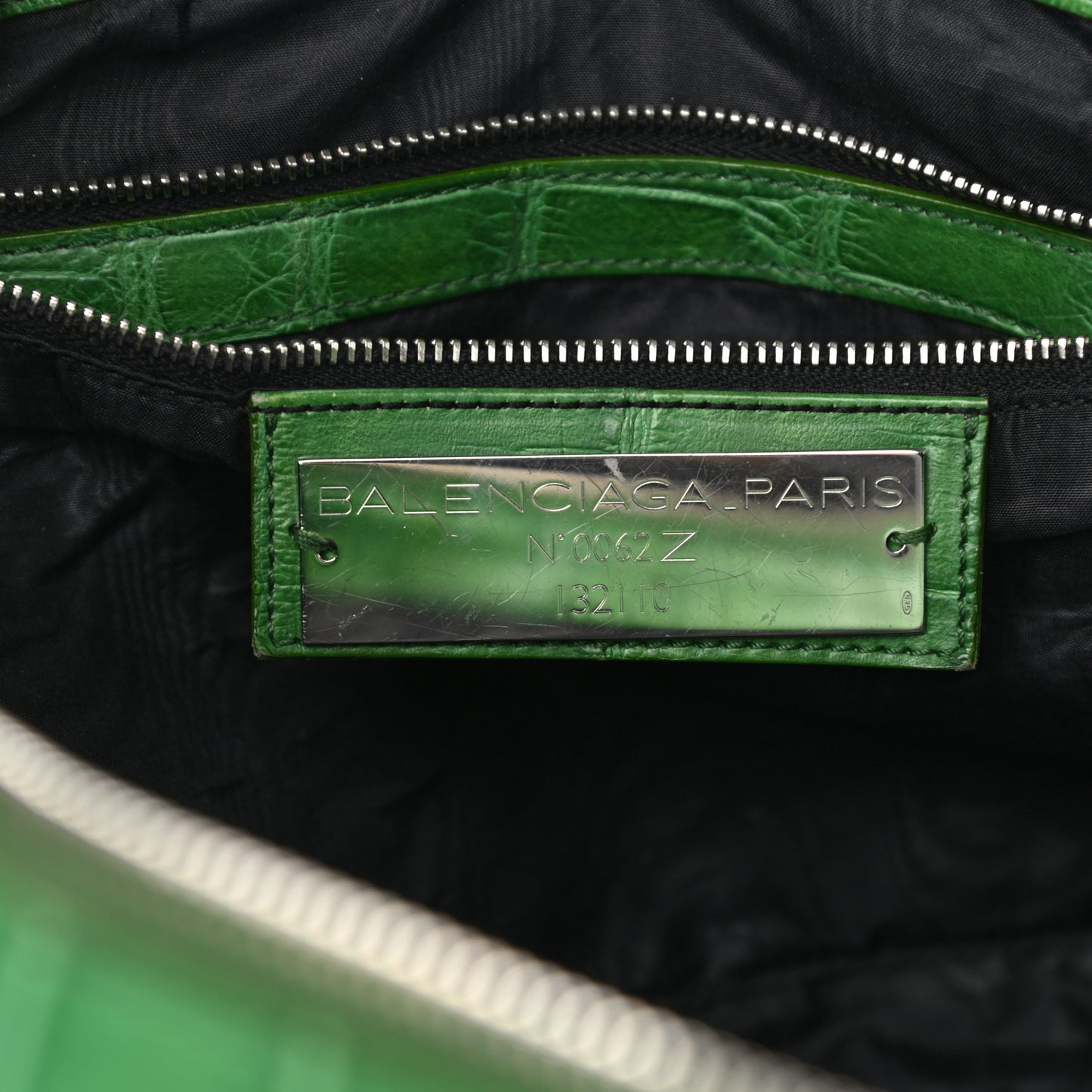 Crocodile Classic Silver Hardware Work Green