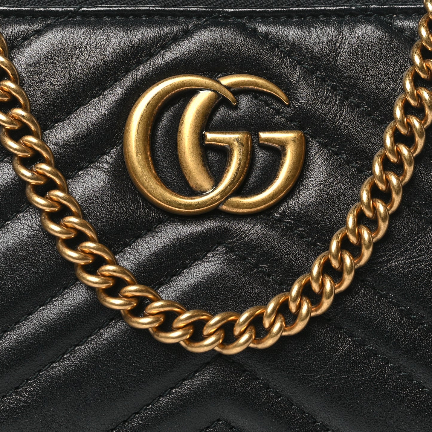 Calfskin Matelasse Mini GG Marmont Chain Bag Black