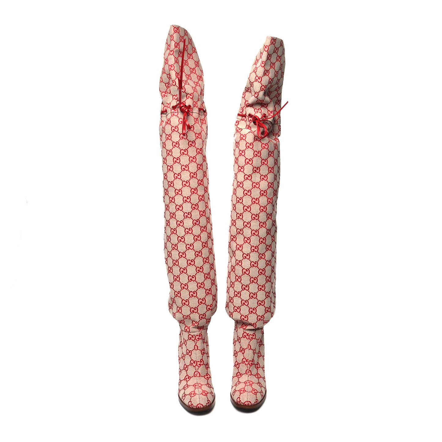 Monogram Over The Knee Boots 35.5 Gardenia Hibiscus Red