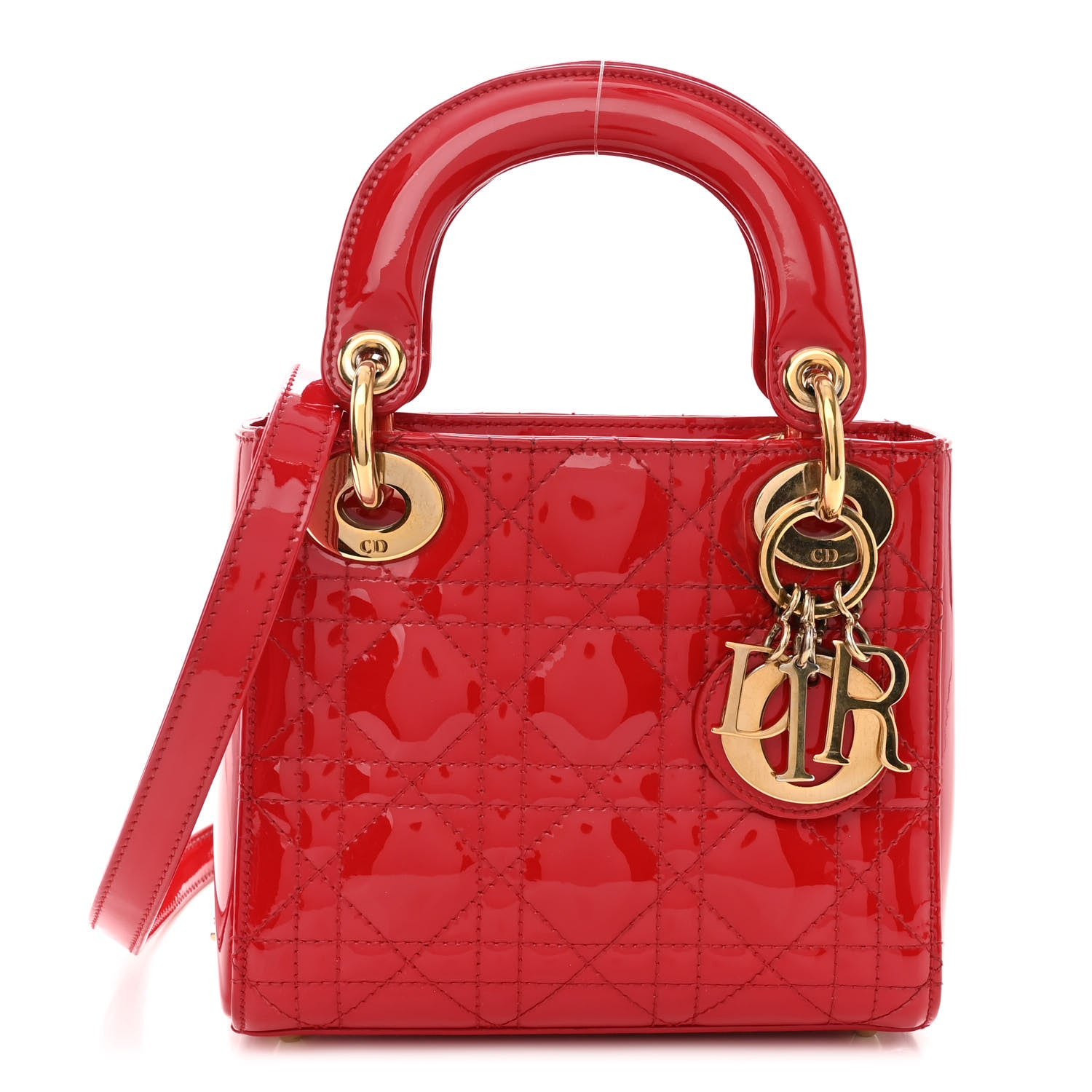 Christian Dior Patent Cannage Mini Lady Dior Red 1 of 9