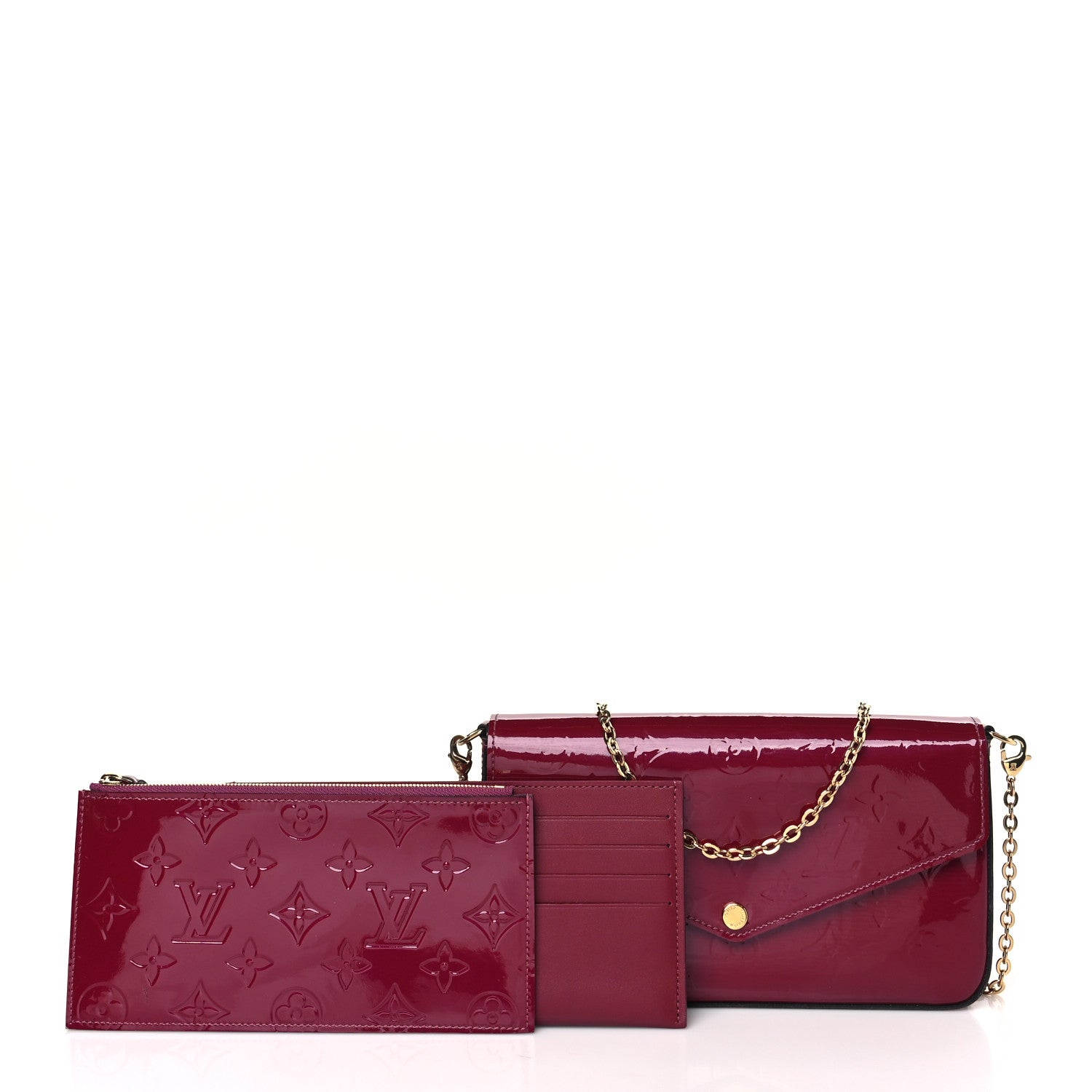 Louis Vuitton Vernis Felicie Chain Wallet Magenta 3 of 10