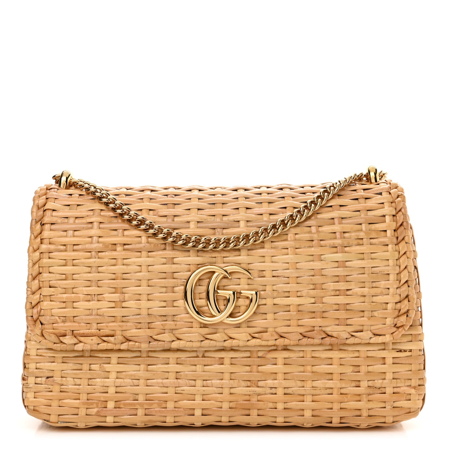 Glazed Wicker Small Cestino Shoulder Bag Natural