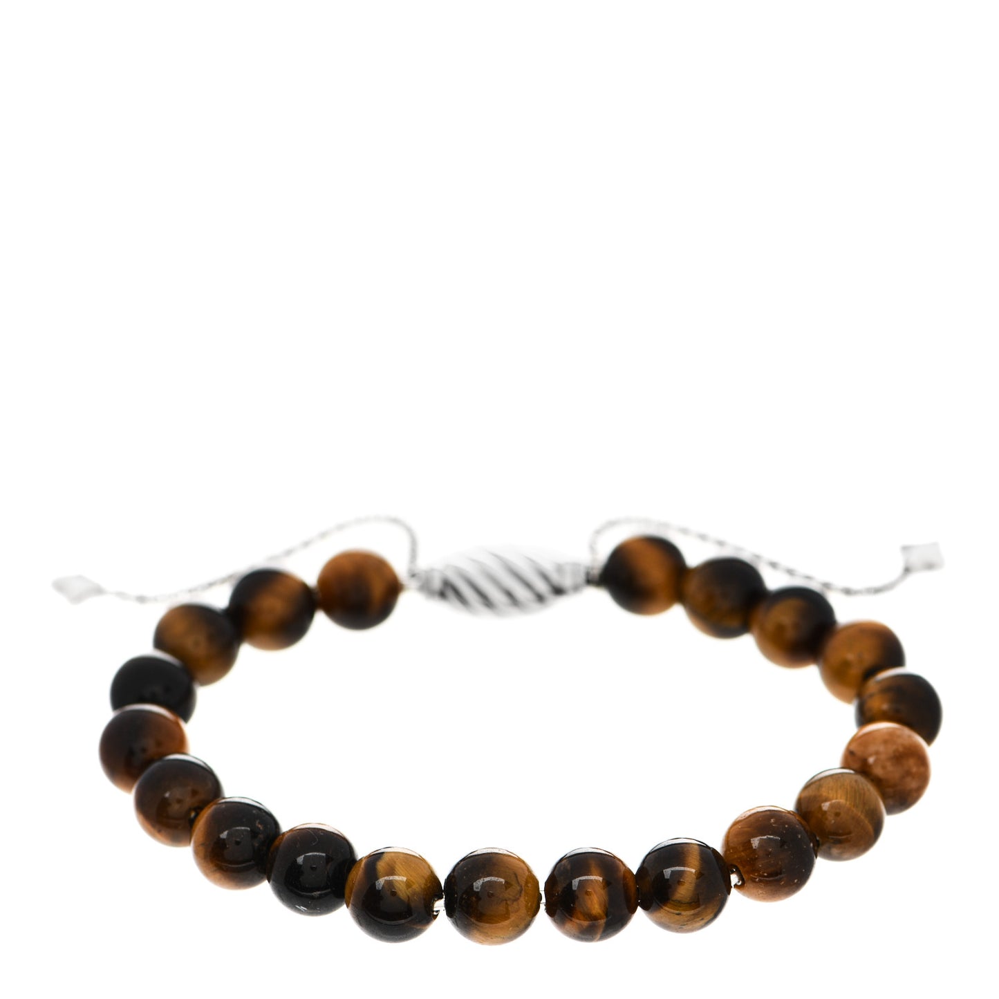 Sterling Silver Tiger's Eye 8mm Spiritual Beads Adjustable Bracelet