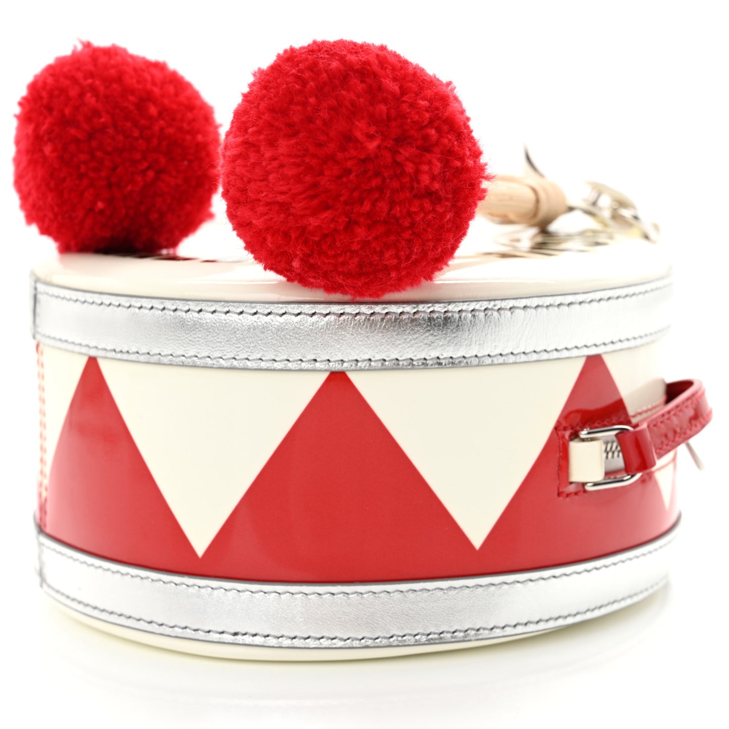 Patent Calfskin Dolce Drum Satchel White Red Black Multicolor