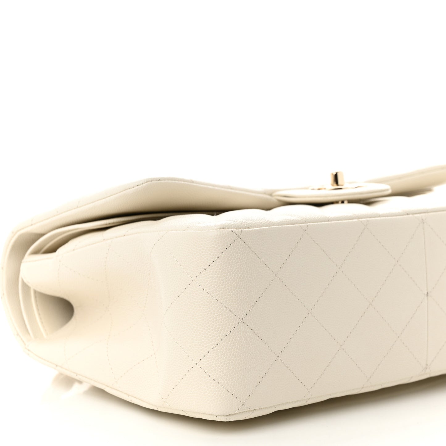 Caviar Quilted Jumbo Double Flap White