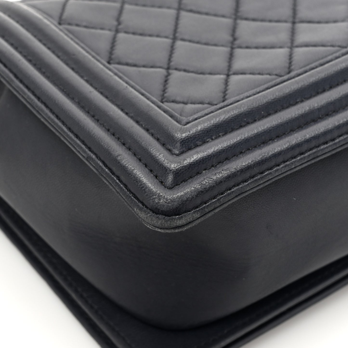 Lambskin Quilted Medium Boy Flap Dark Navy