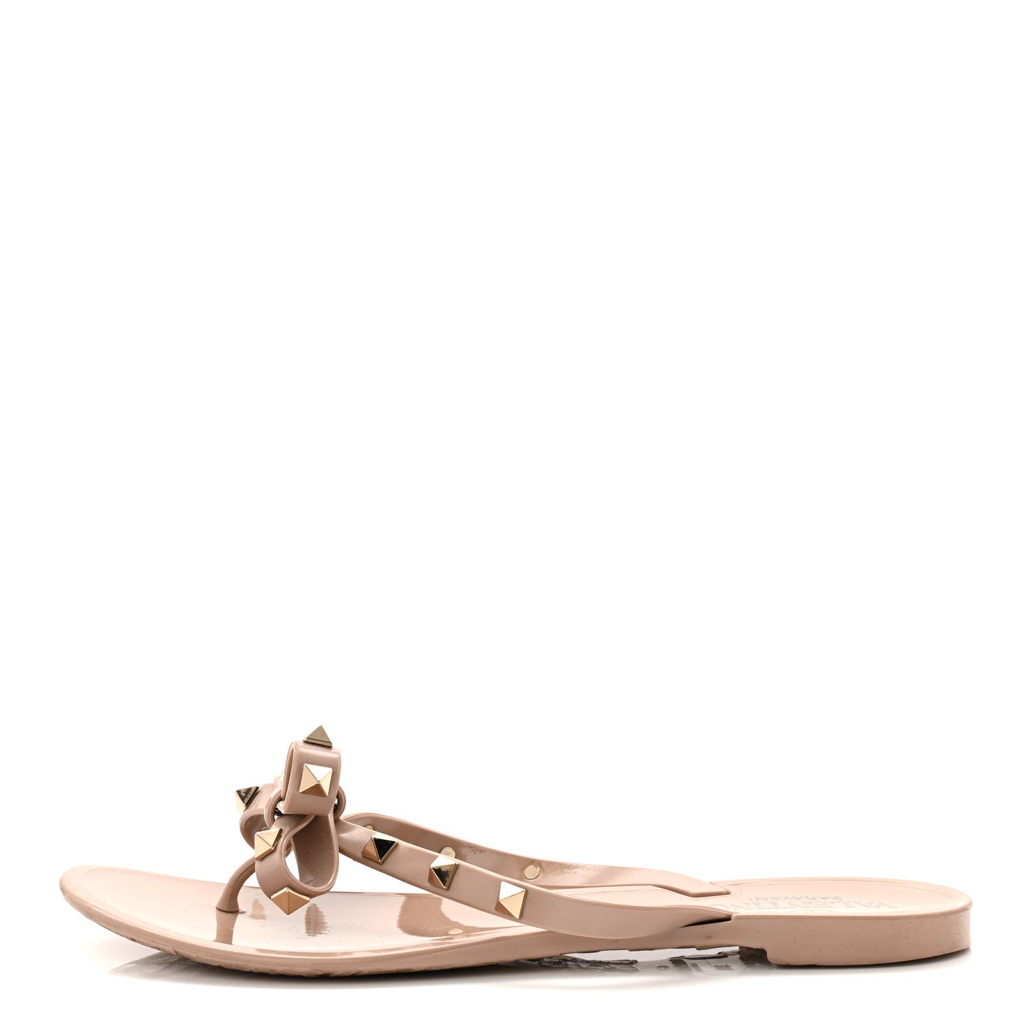 Valentino Garavani PVC Jelly Rockstud Bow Thong Sandals 38 Poudre