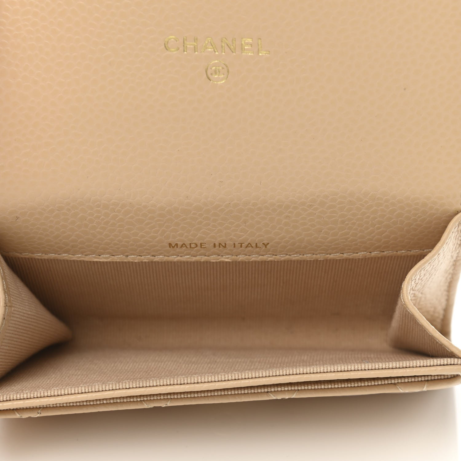 Chanel Caviar Quilted Flap Card Holder Wallet Beige 5 of 9