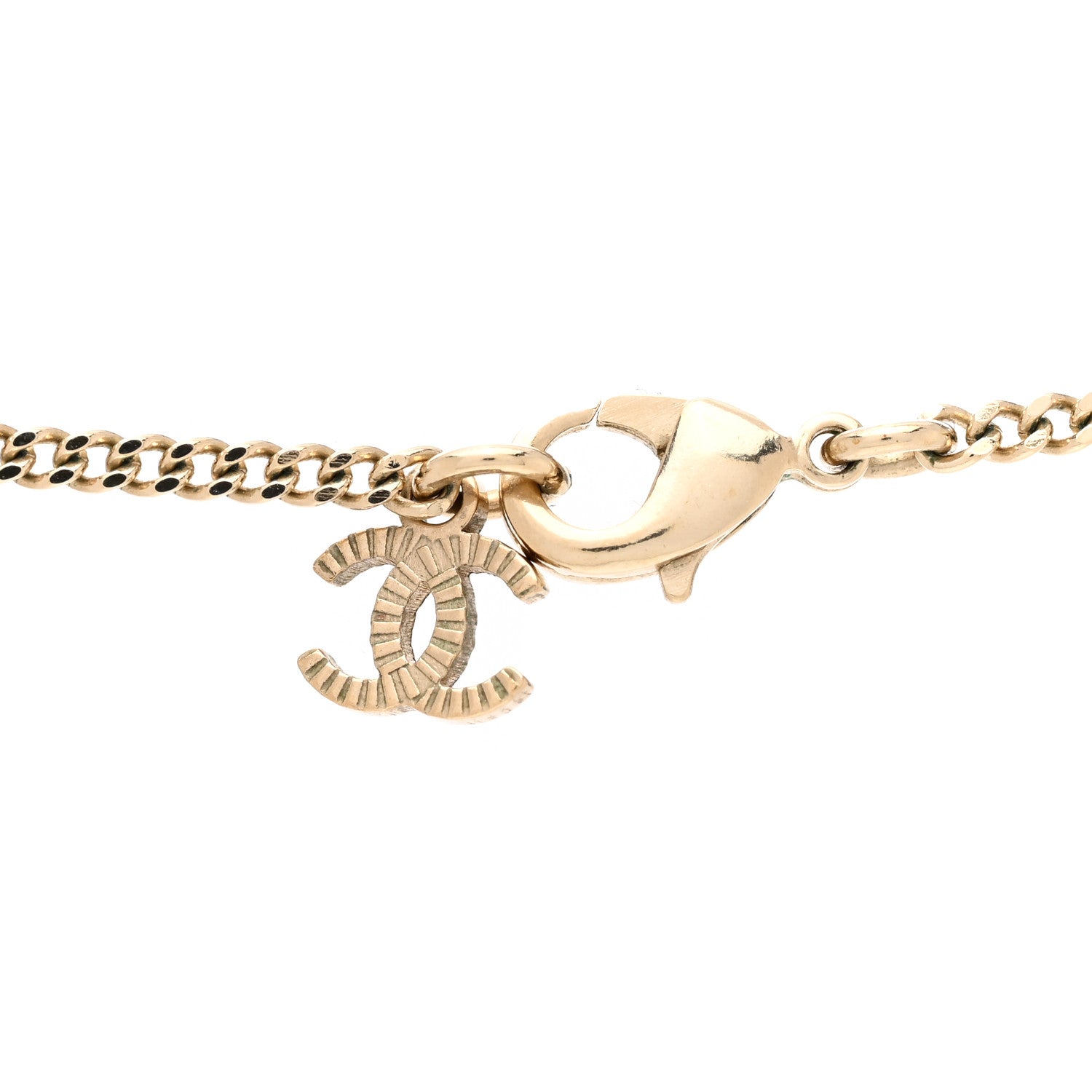 Chanel Baguette Crystal Logo CC Chain Necklace Gold 5 of 6